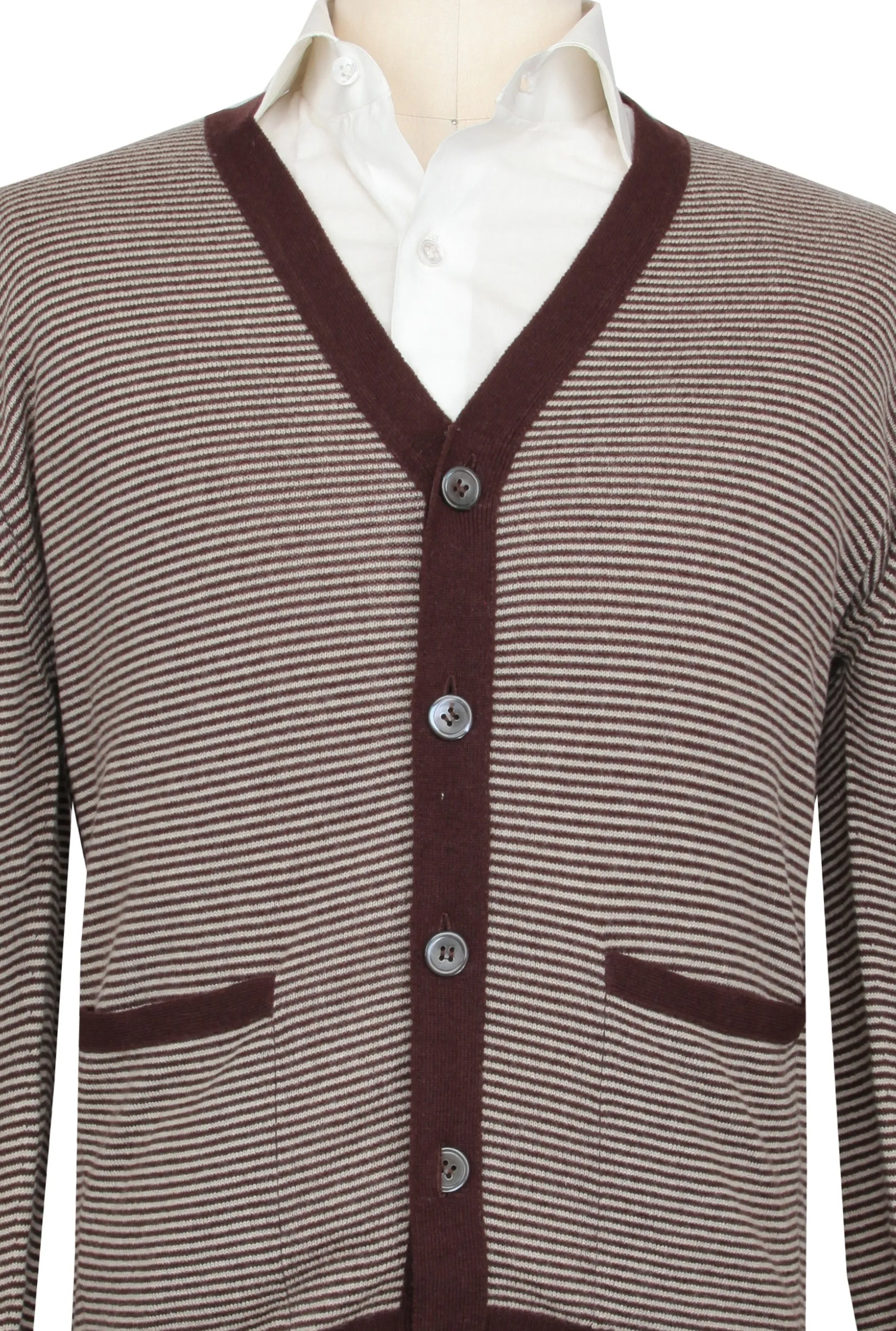 Cesare Attolini Brown V-Neck Cardigan