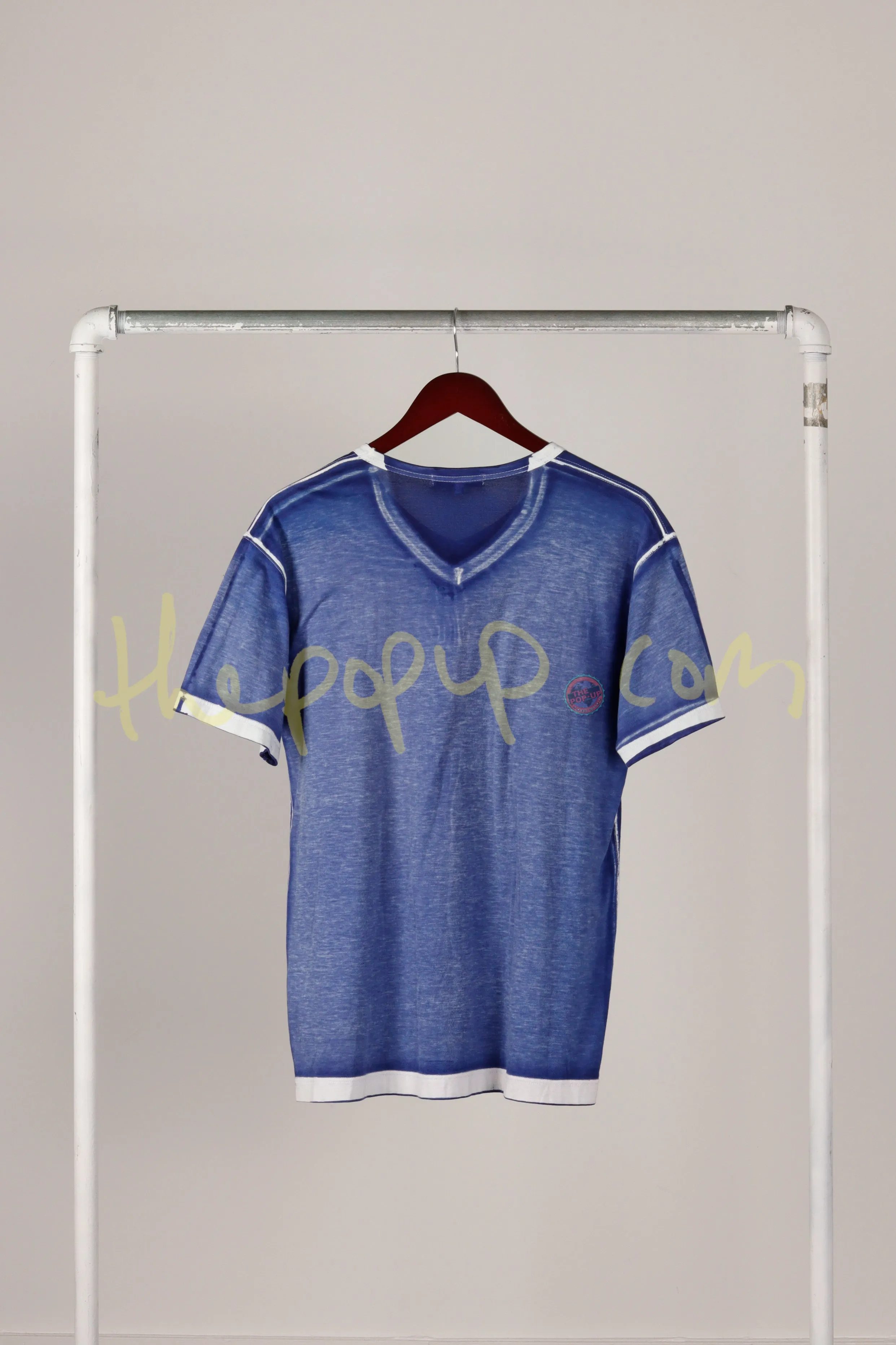 Comme des Garons HOMME SS11 'Reversed Dyed' V-Neck Tee Blue (2011)