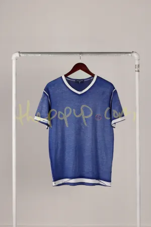 Comme des Garons HOMME SS11 'Reversed Dyed' V-Neck Tee Blue (2011)