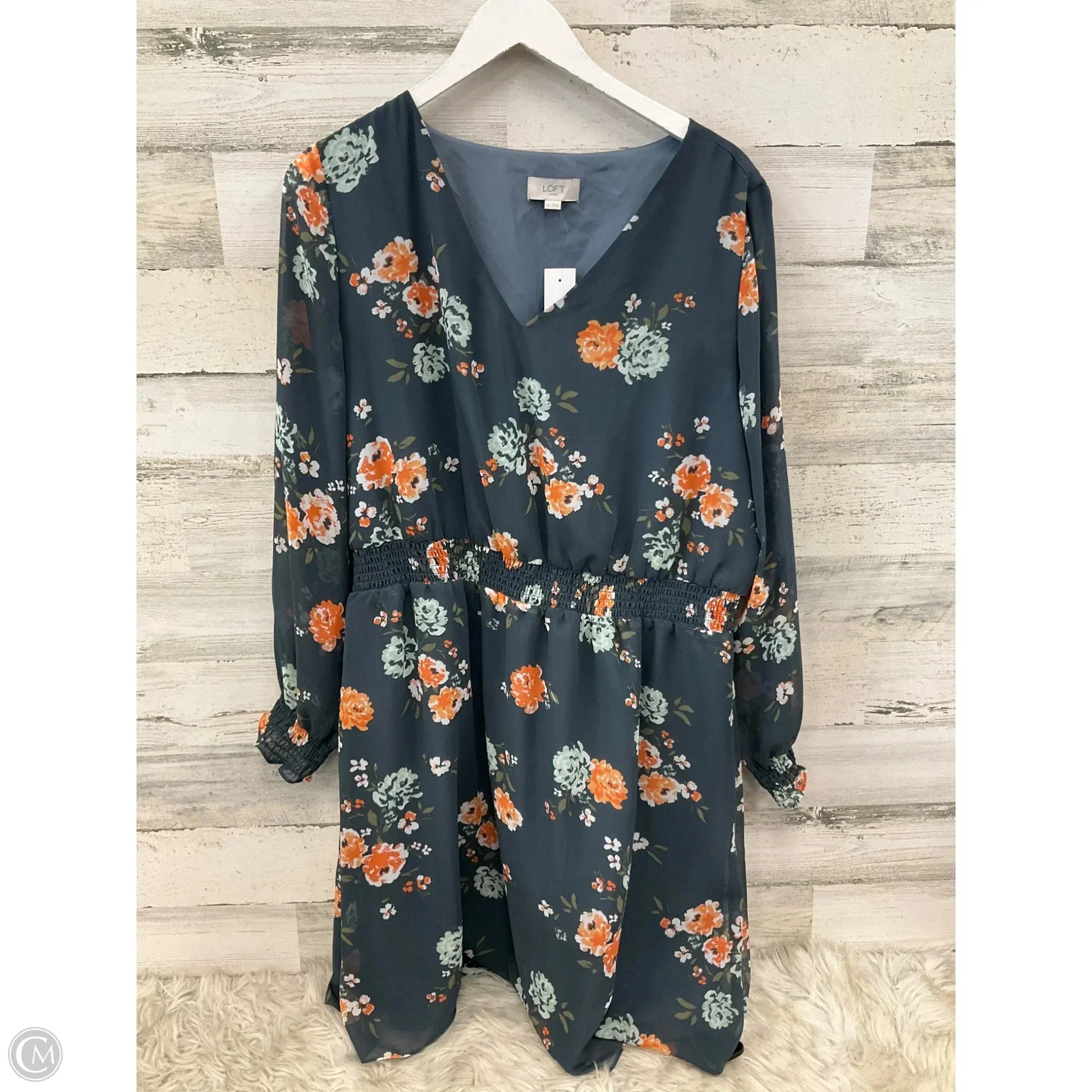 Dress Casual Midi By Loft In Grey & Orange. Size: Xl