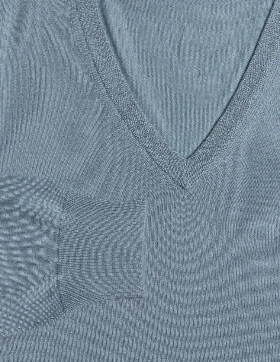 Fiori Di Lusso Light Blue V-Neck Sweater