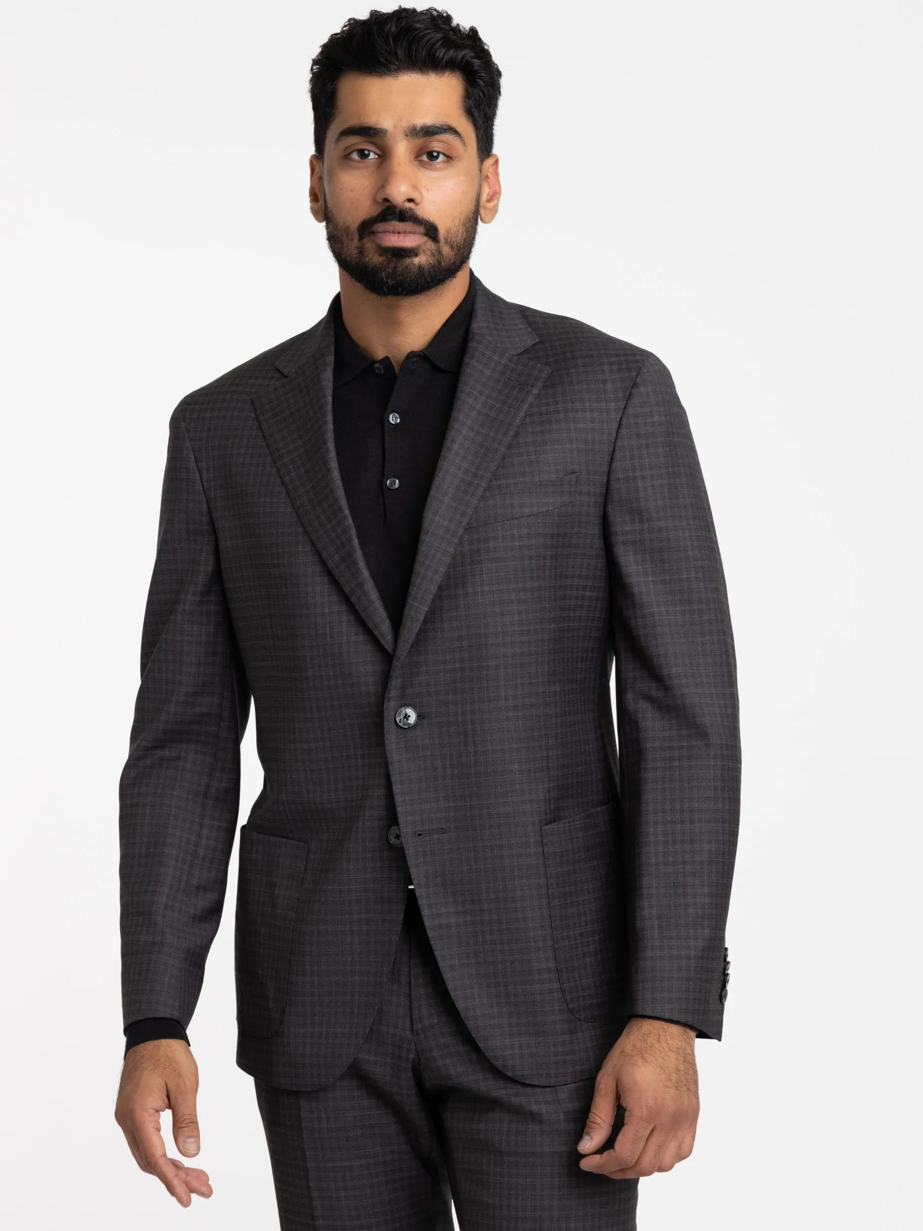 Grey Check Wool Suit