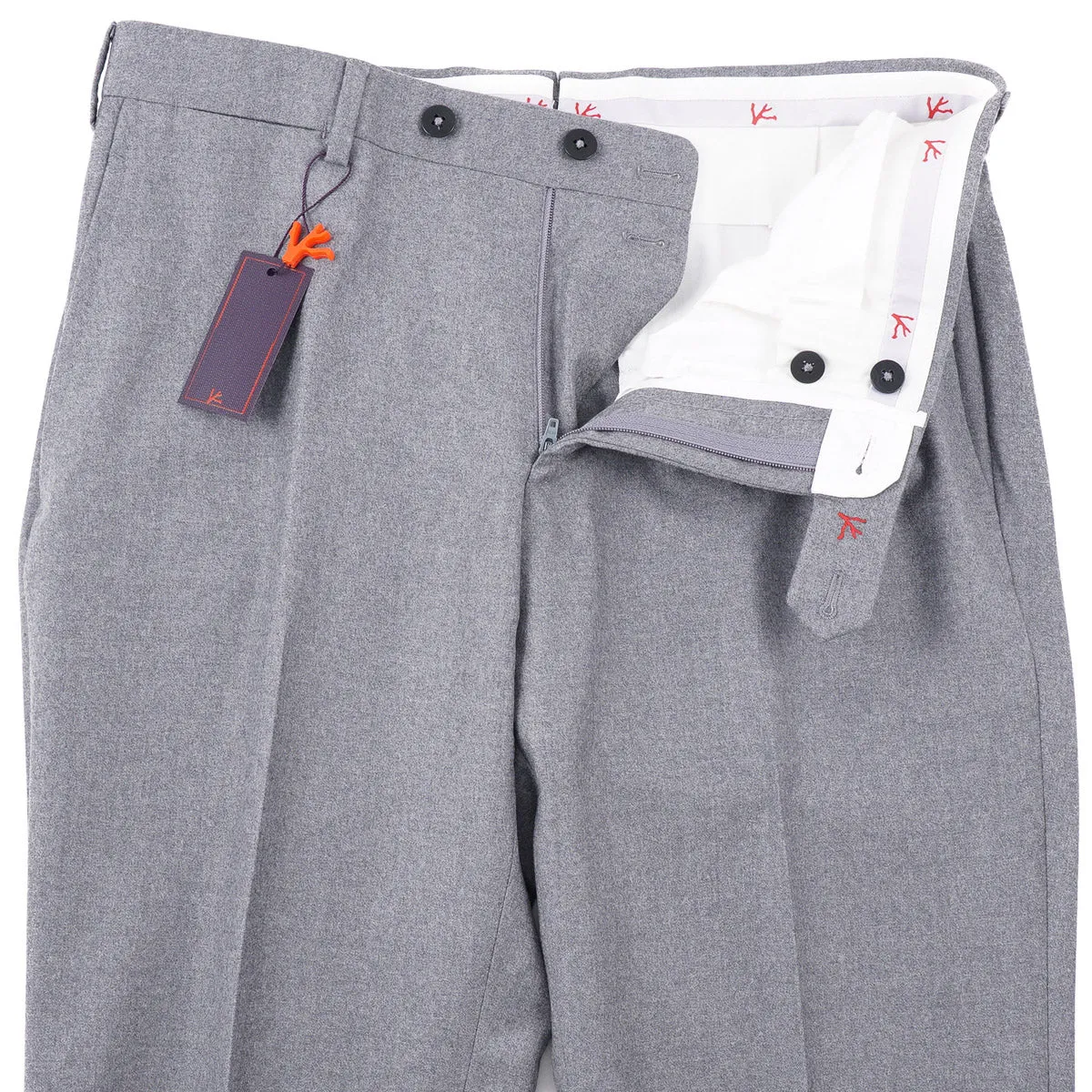 Isaia Slim-Fit Flannel Wool Pants