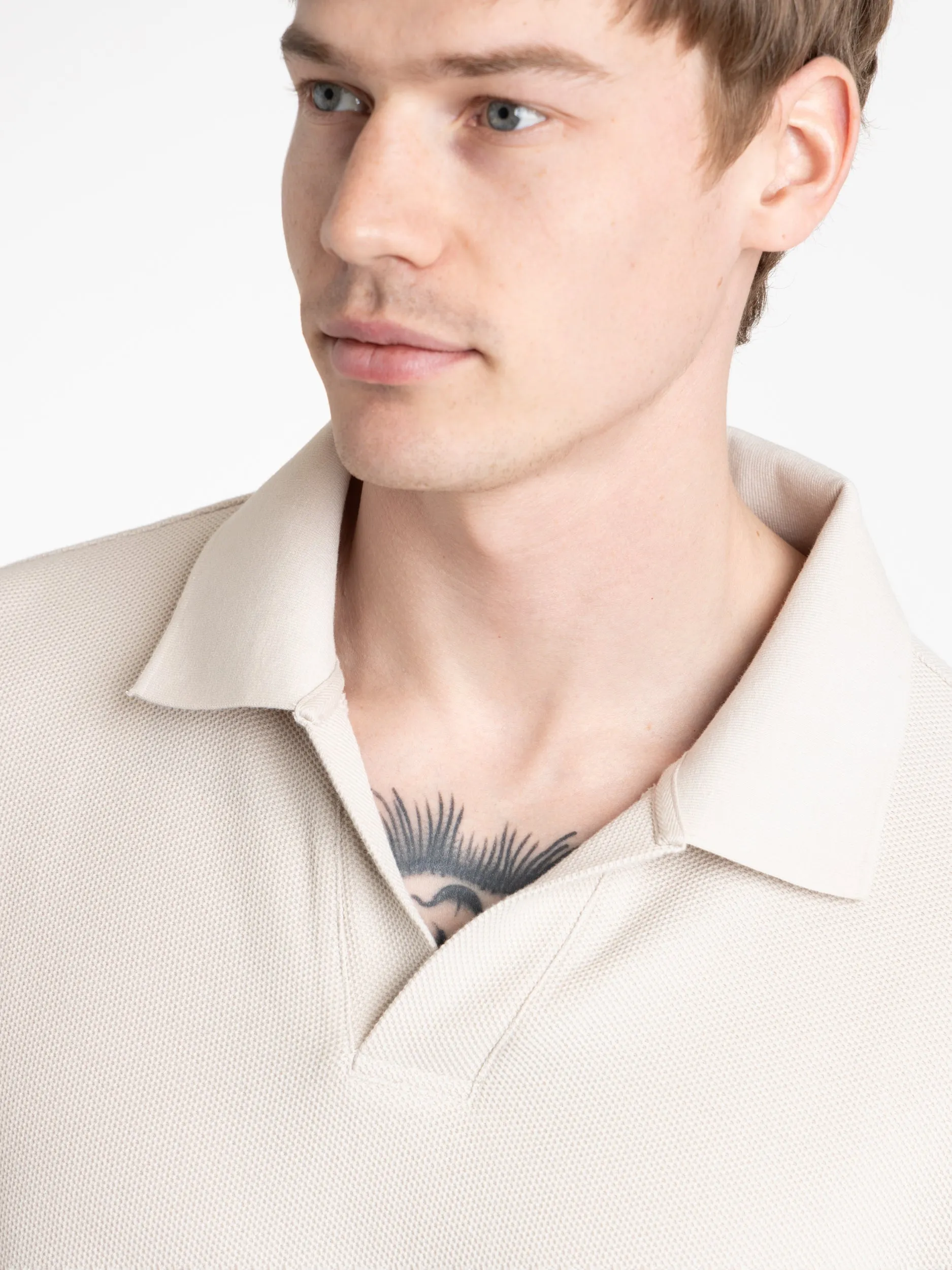 Jacquard Polo in Light Khaki