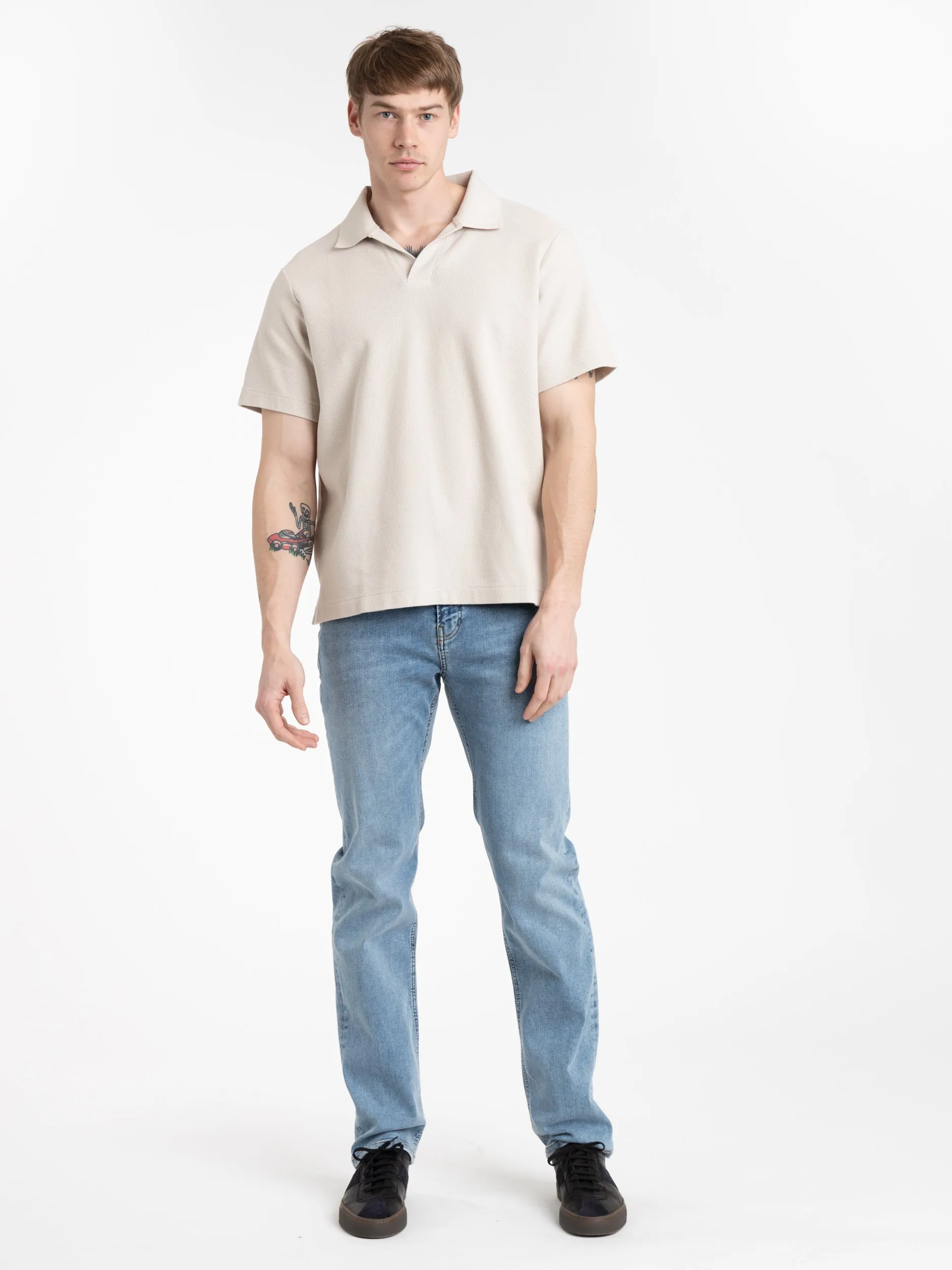 Jacquard Polo in Light Khaki