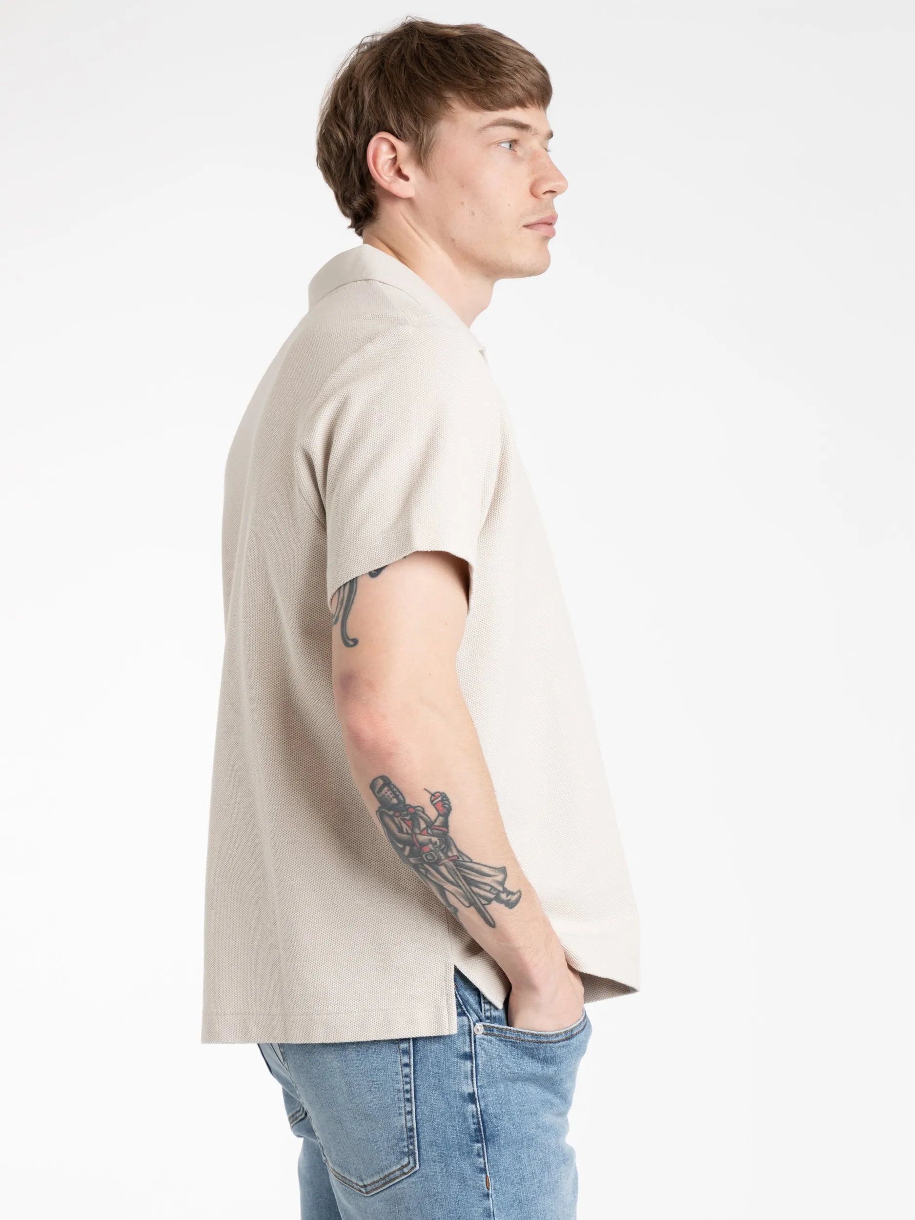 Jacquard Polo in Light Khaki