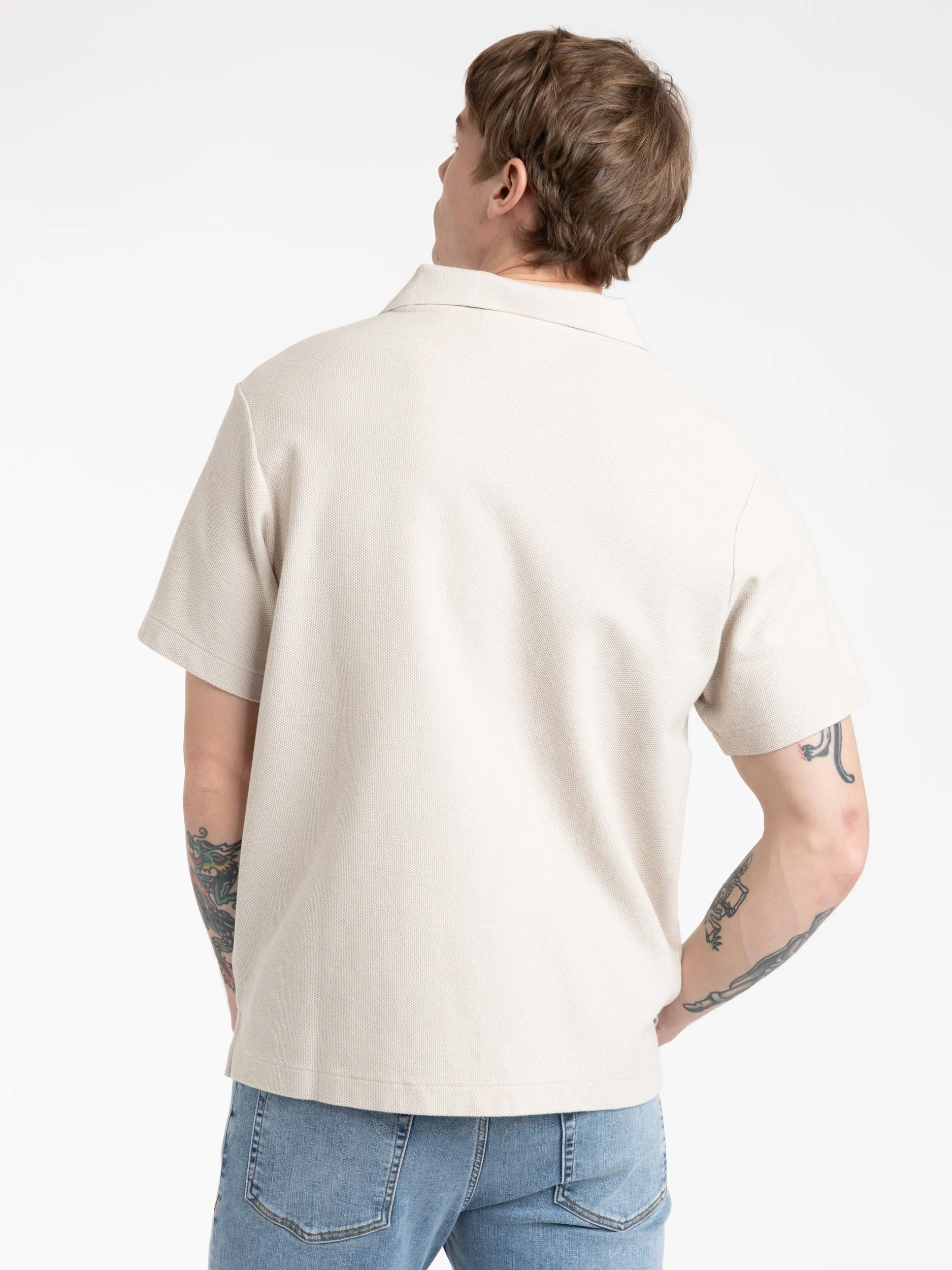 Jacquard Polo in Light Khaki