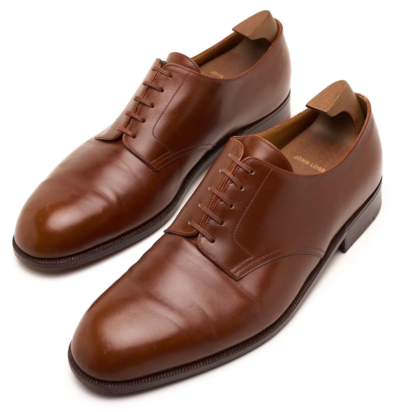 JOHN LOBB Paris Bespoke Brown Calf Leather 5 Eyelet Derby Shoes UK 11 US 12