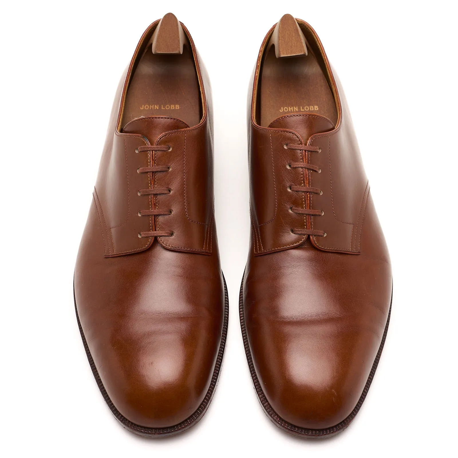 JOHN LOBB Paris Bespoke Brown Calf Leather 5 Eyelet Derby Shoes UK 11 US 12