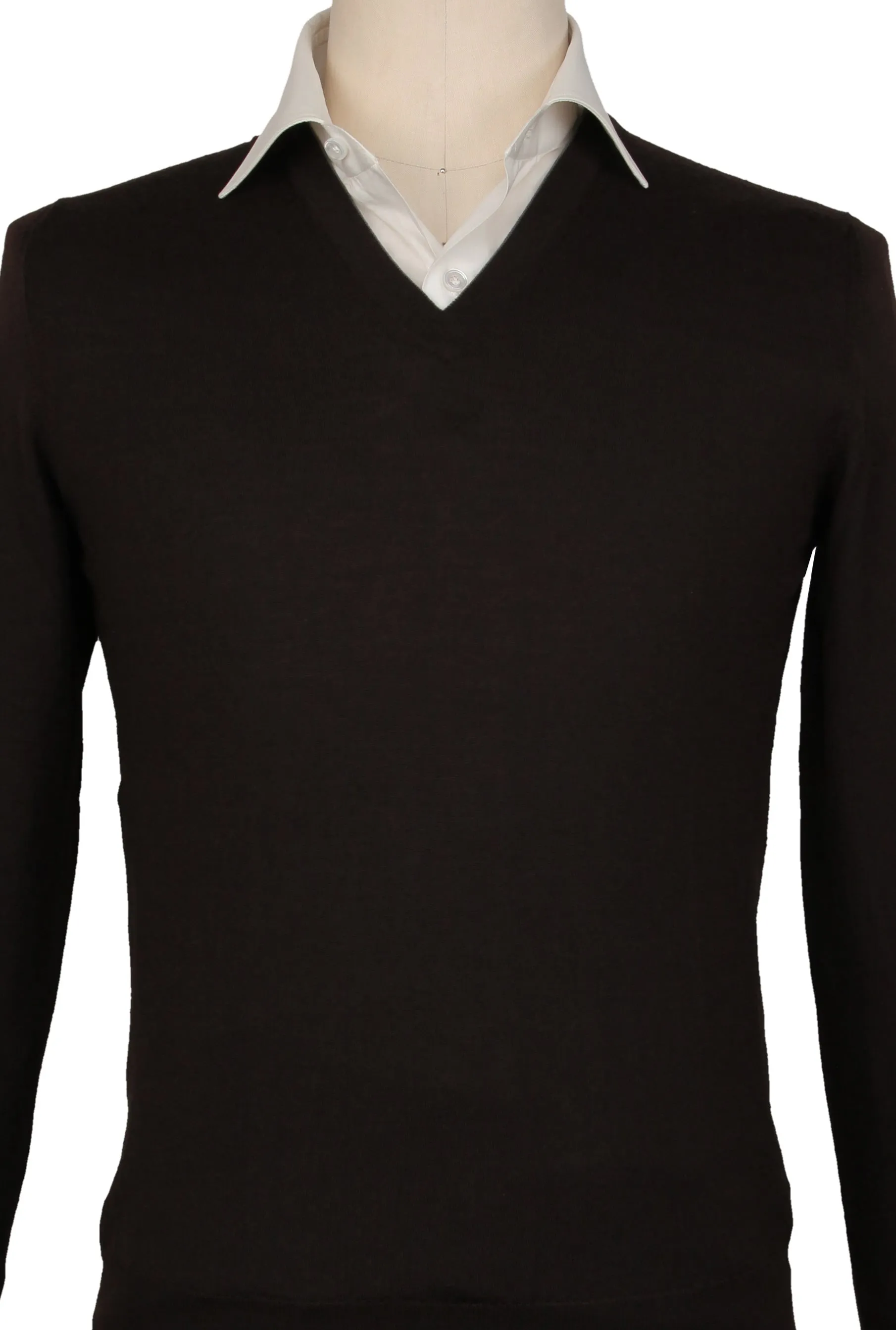 Kiton Dark Brown V-Neck Sweater