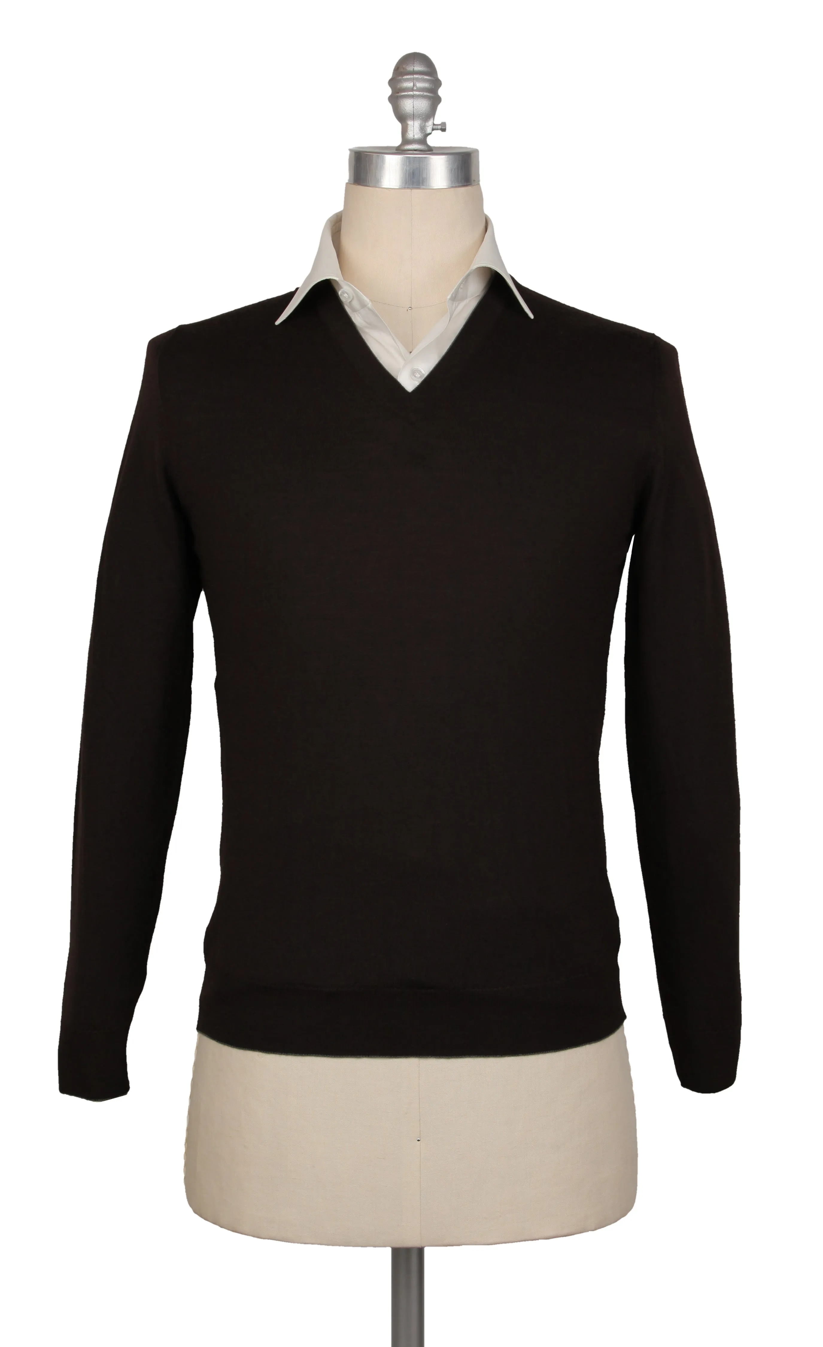Kiton Dark Brown V-Neck Sweater