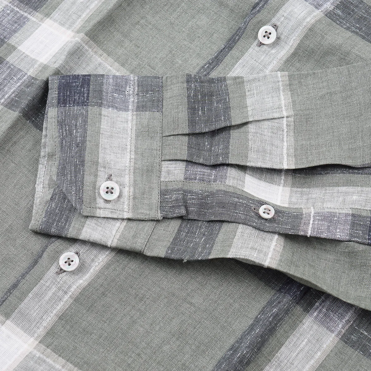 Maurizio Baldassari Band Collar Linen Shirt