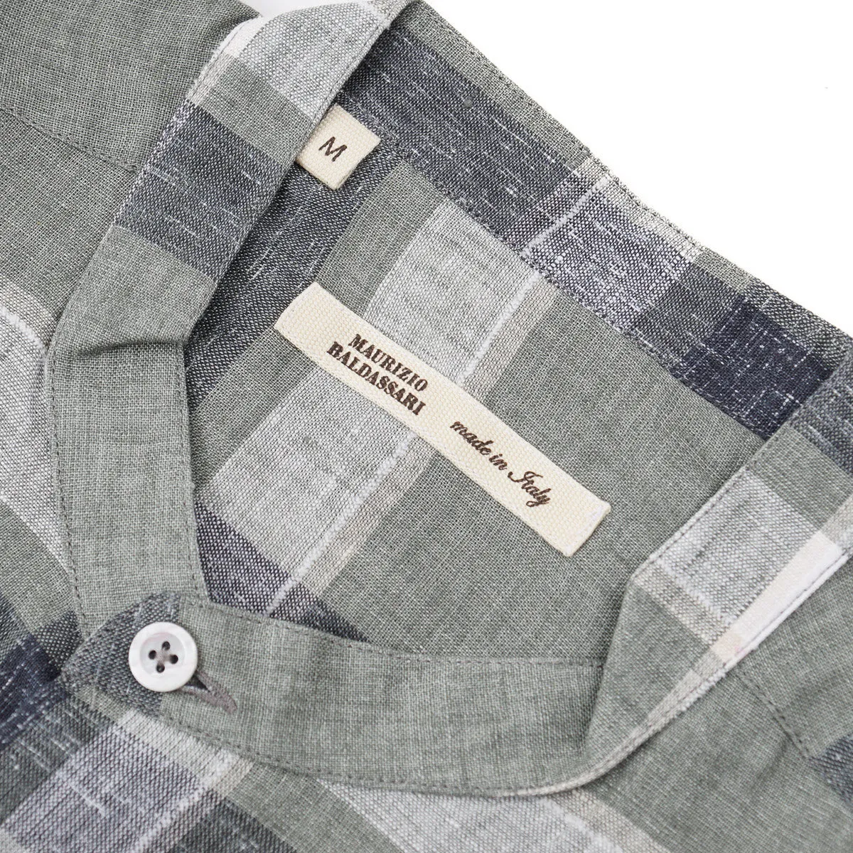 Maurizio Baldassari Band Collar Linen Shirt