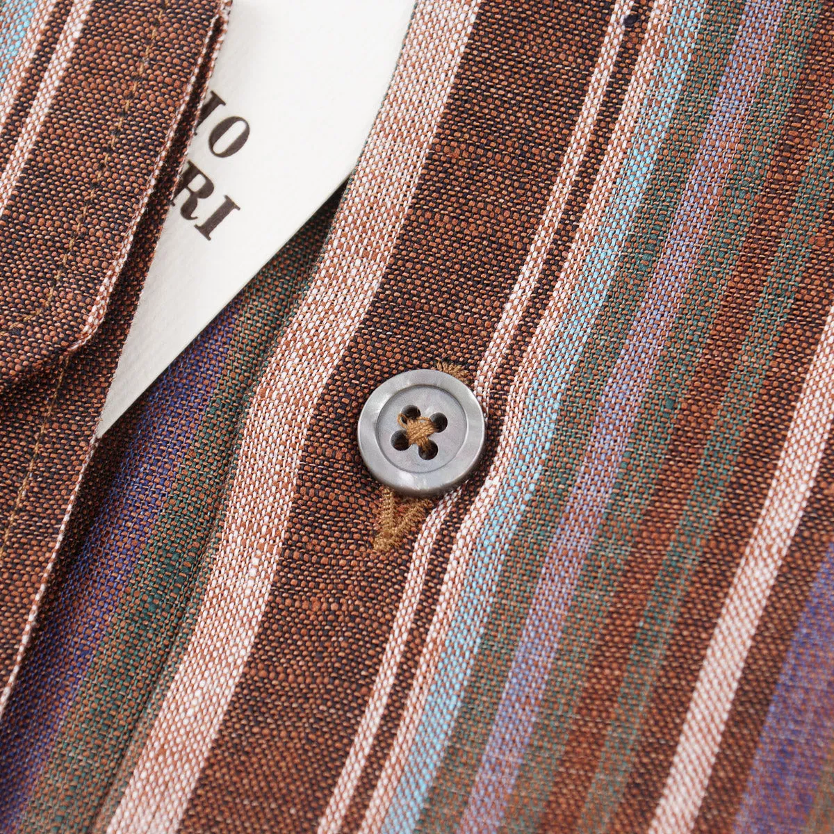 Maurizio Baldassari Band Collar Linen Shirt