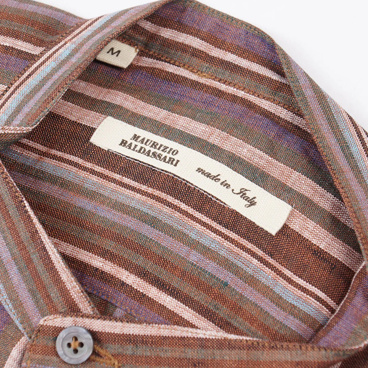 Maurizio Baldassari Band Collar Linen Shirt