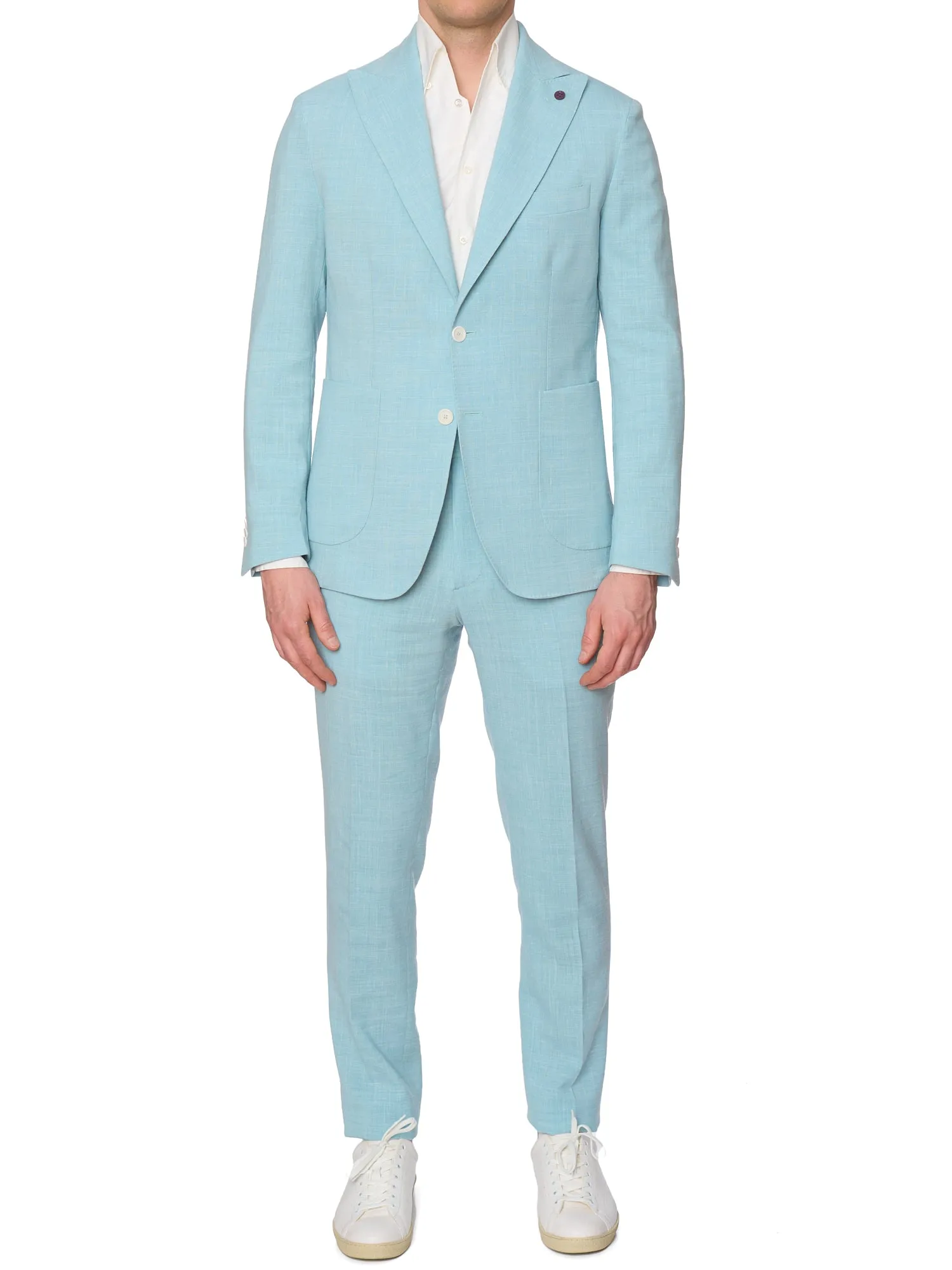 SARTORIA PARTENOPEA Azure Blue Melange  Summer Suit EU 48 NEW US 38 Current Model