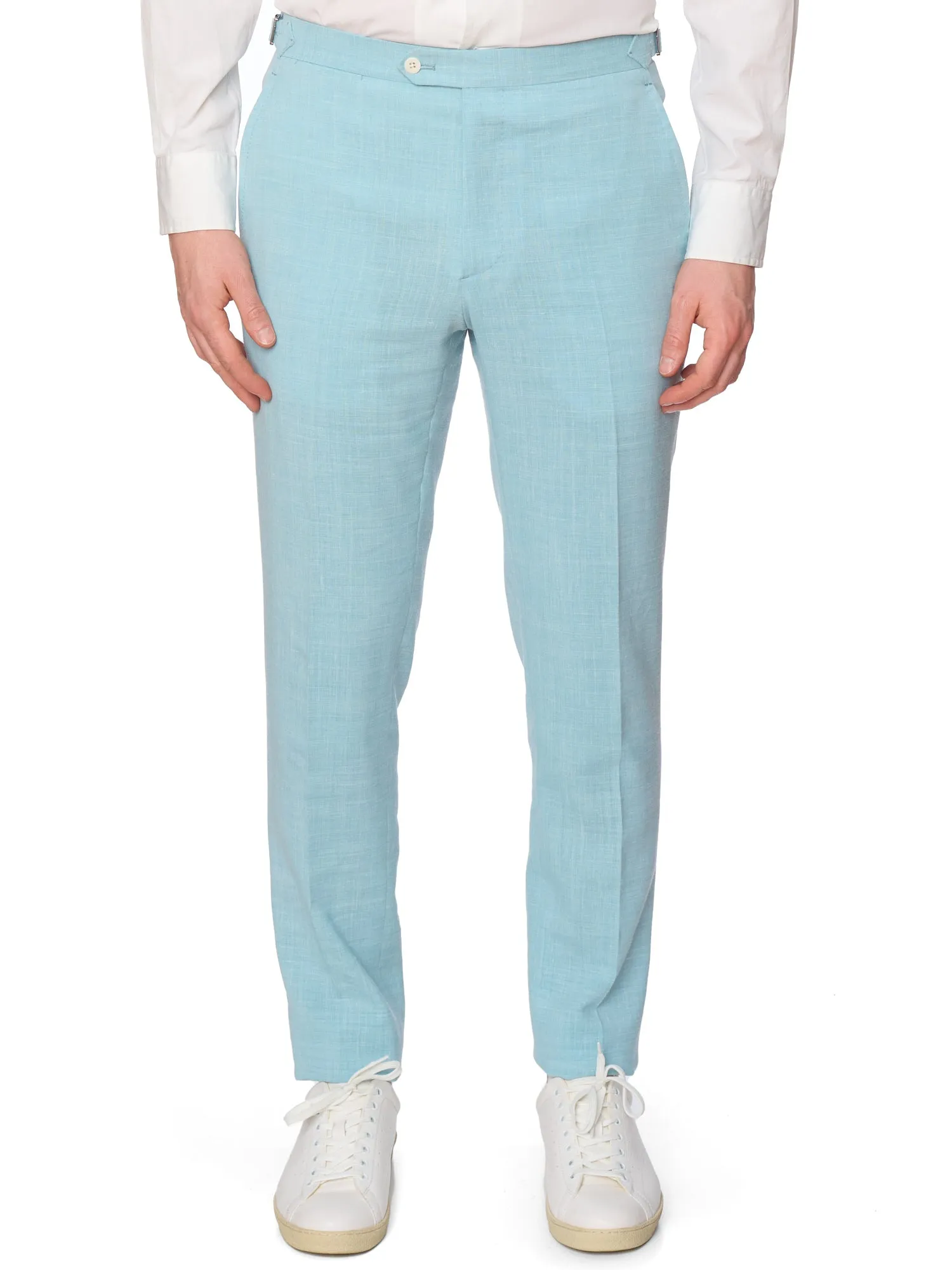 SARTORIA PARTENOPEA Azure Blue Melange  Summer Suit EU 48 NEW US 38 Current Model