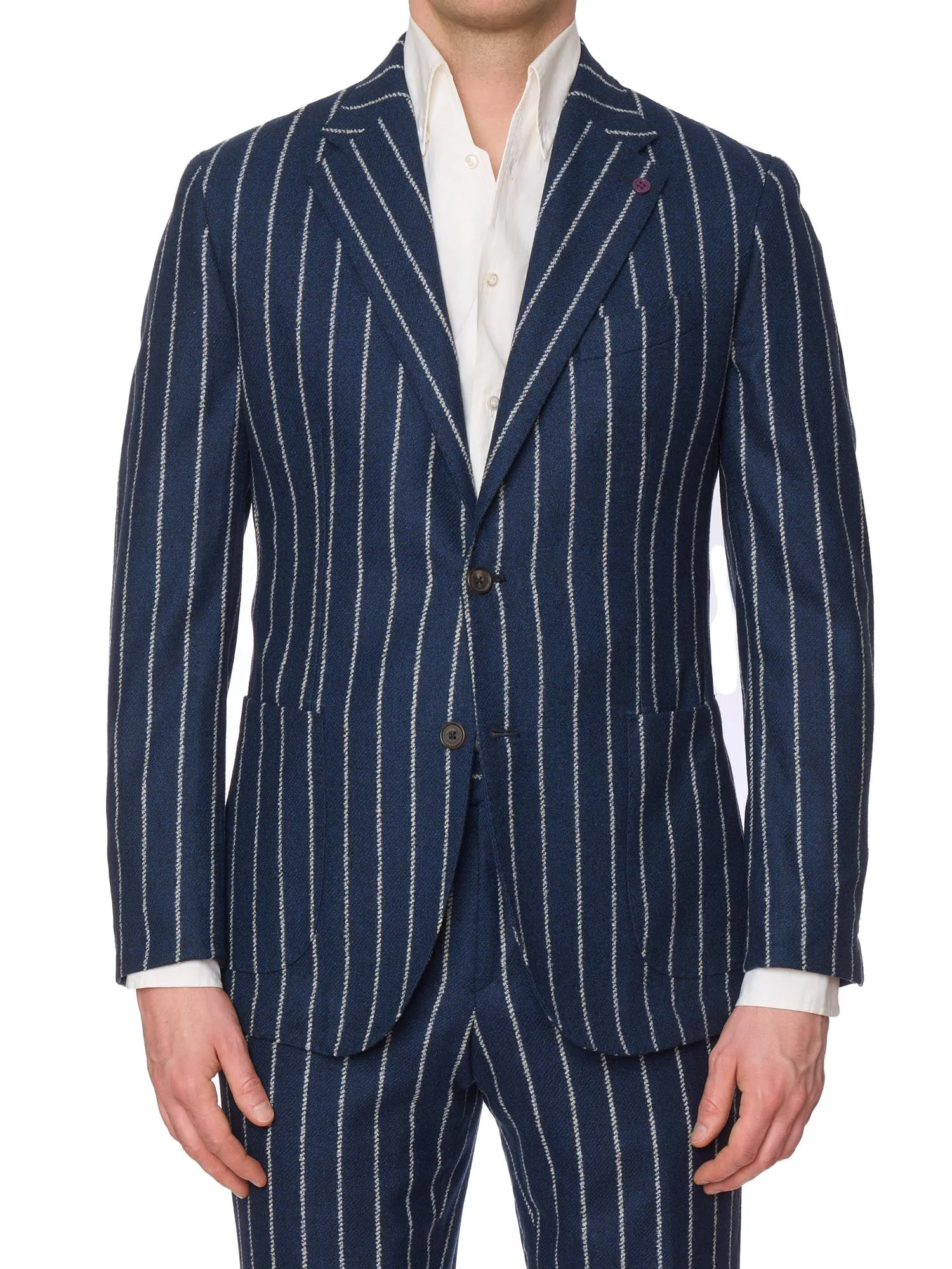 SARTORIA PARTENOPEA Blue Chalk Striped Wool Suit EU 50 NEW US 40 Current Model