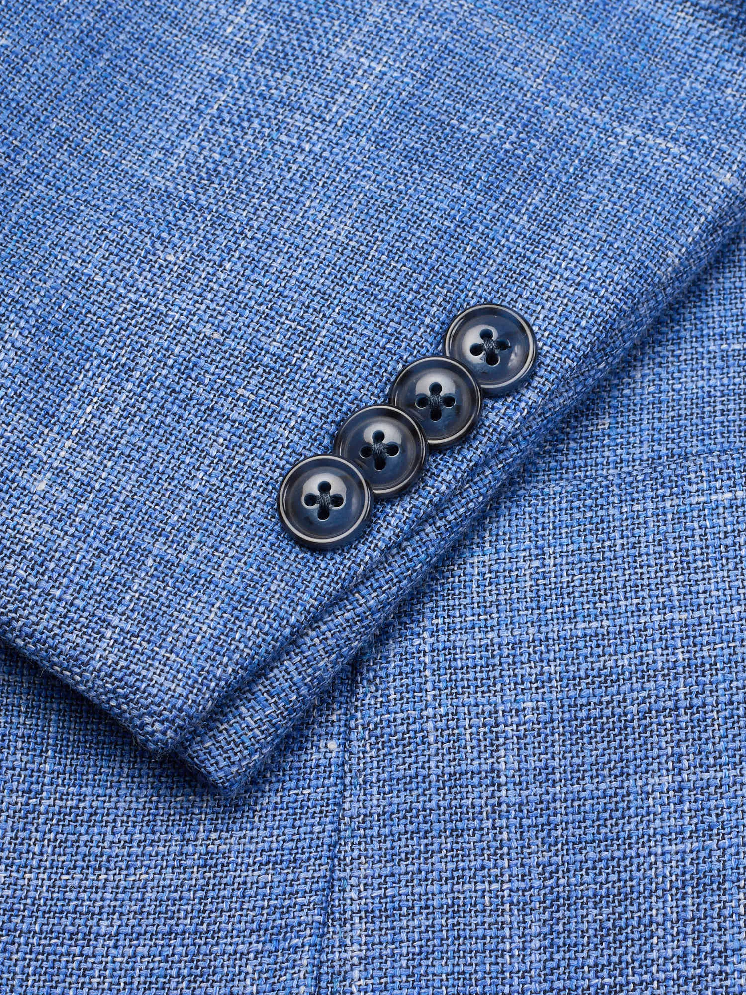 SARTORIA PARTENOPEA Blue Hopsack Wool-Silk-Linen Blazer Jacket EU 50 NEW US 40
