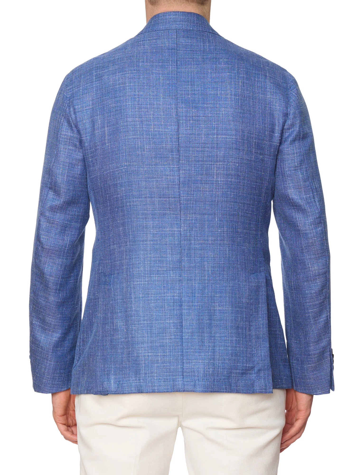 SARTORIA PARTENOPEA Blue Hopsack Wool-Silk-Linen Blazer Jacket EU 50 NEW US 40