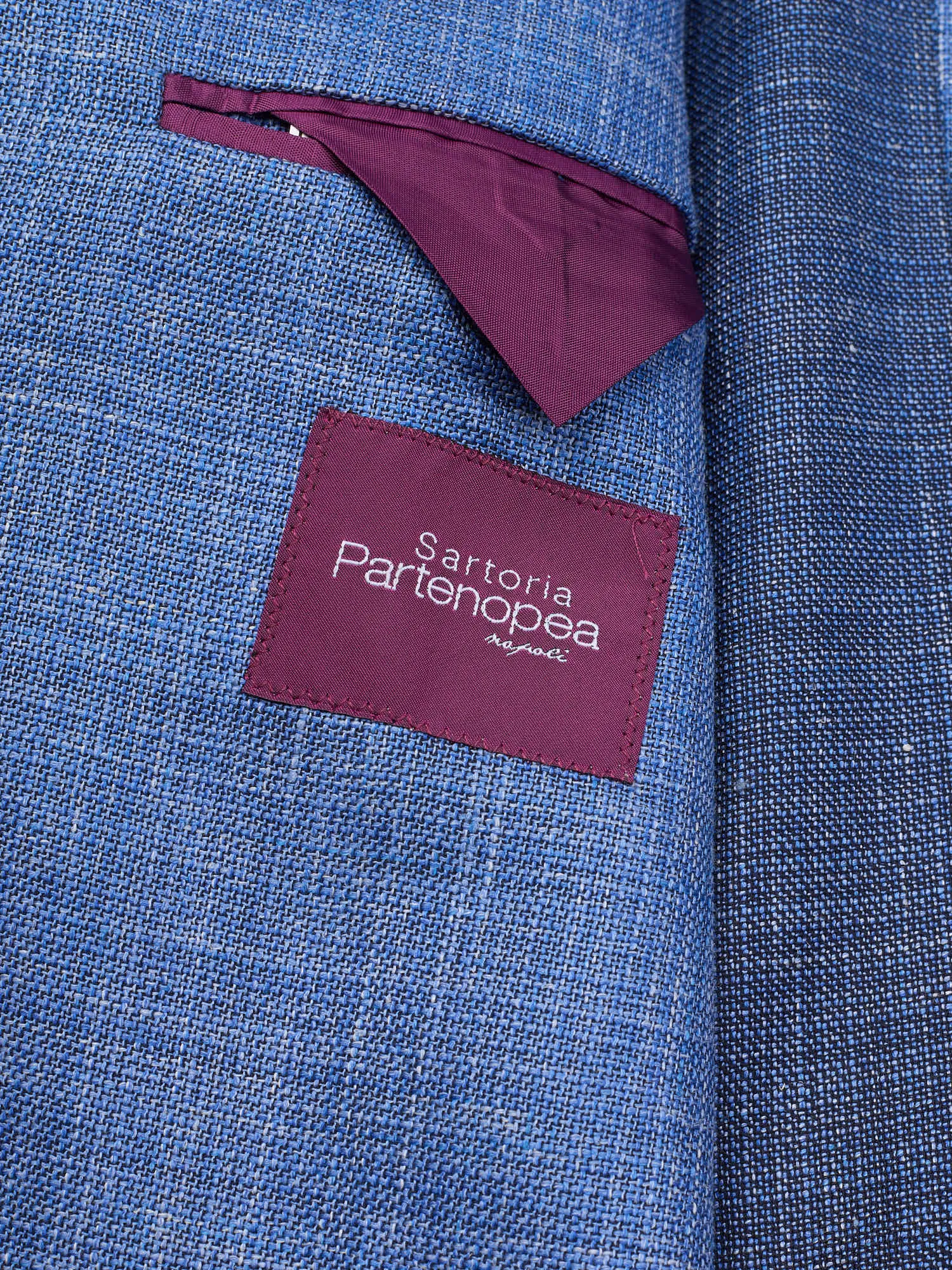 SARTORIA PARTENOPEA Blue Hopsack Wool-Silk-Linen Blazer Jacket EU 50 NEW US 40