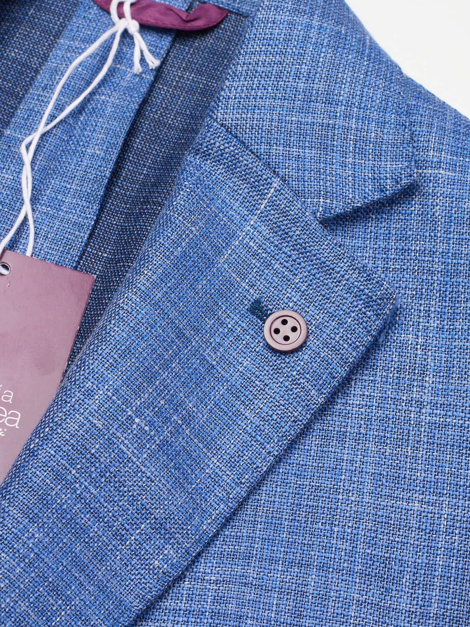 SARTORIA PARTENOPEA Blue Hopsack Wool-Silk-Linen Blazer Jacket EU 50 NEW US 40