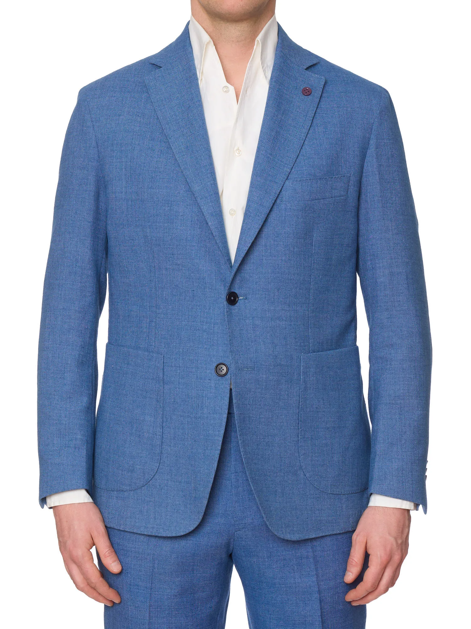 SARTORIA PARTENOPEA Blue Micro Cotton-Polyester-Linen Suit EU 50 NEW US 40 Current Model