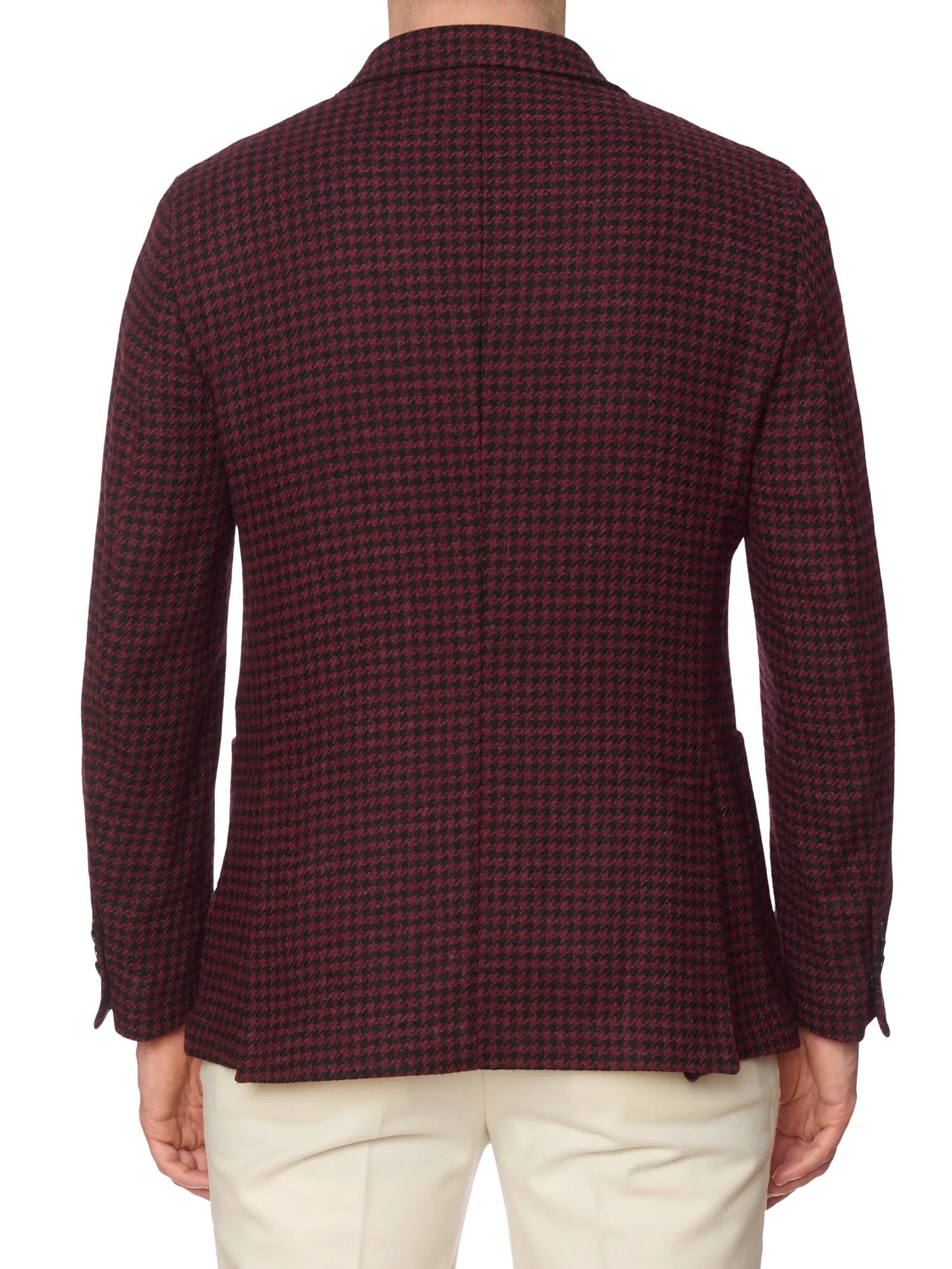 SARTORIA PARTENOPEA Burgundy Shepherd's Check Wool Jacket EU 50 NEW US 40 Tweed