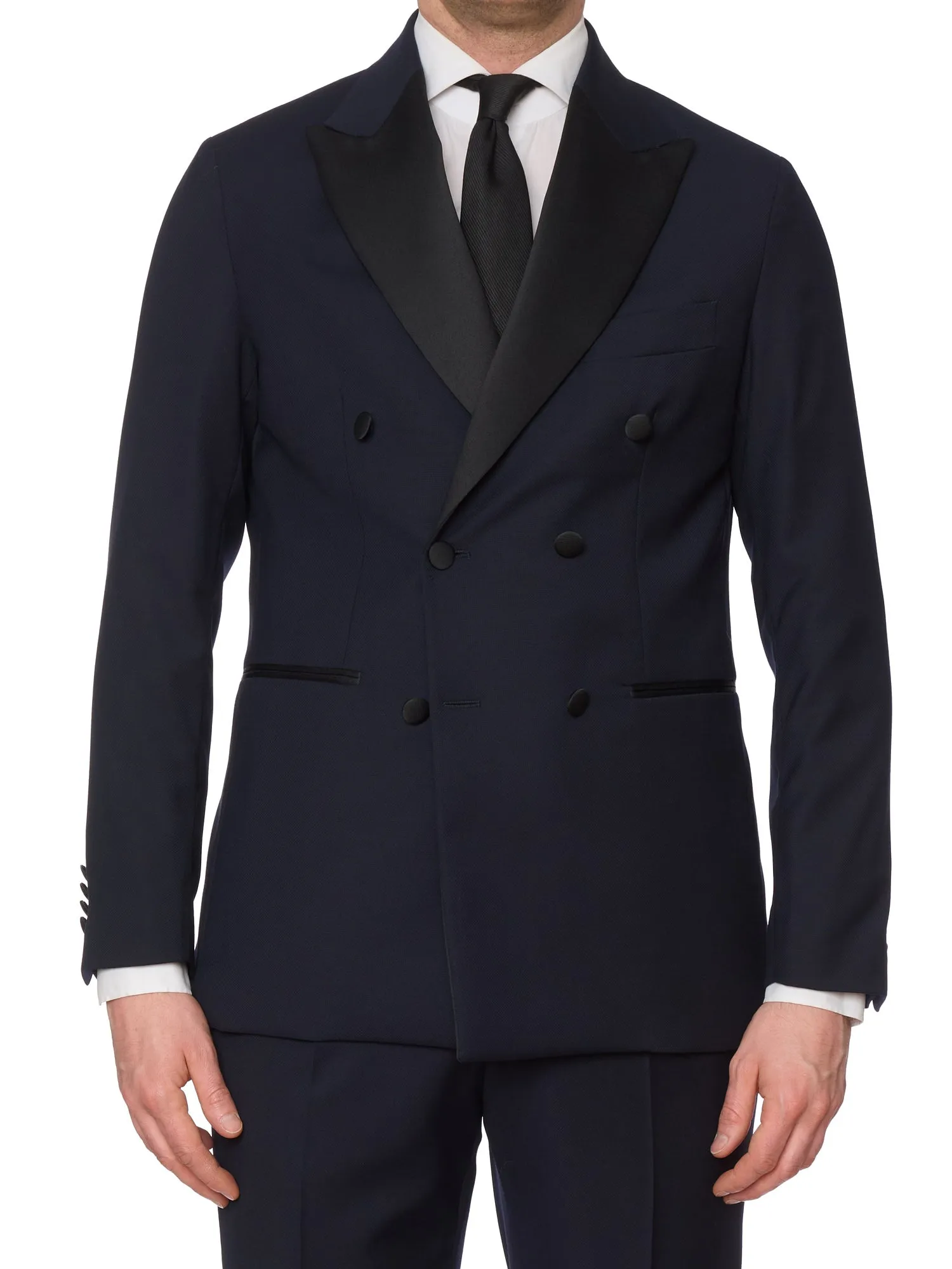 SARTORIA PARTENOPEA Midnight BlueSuper 120's DB Tuxedo Suit EU 50 NEW US 40