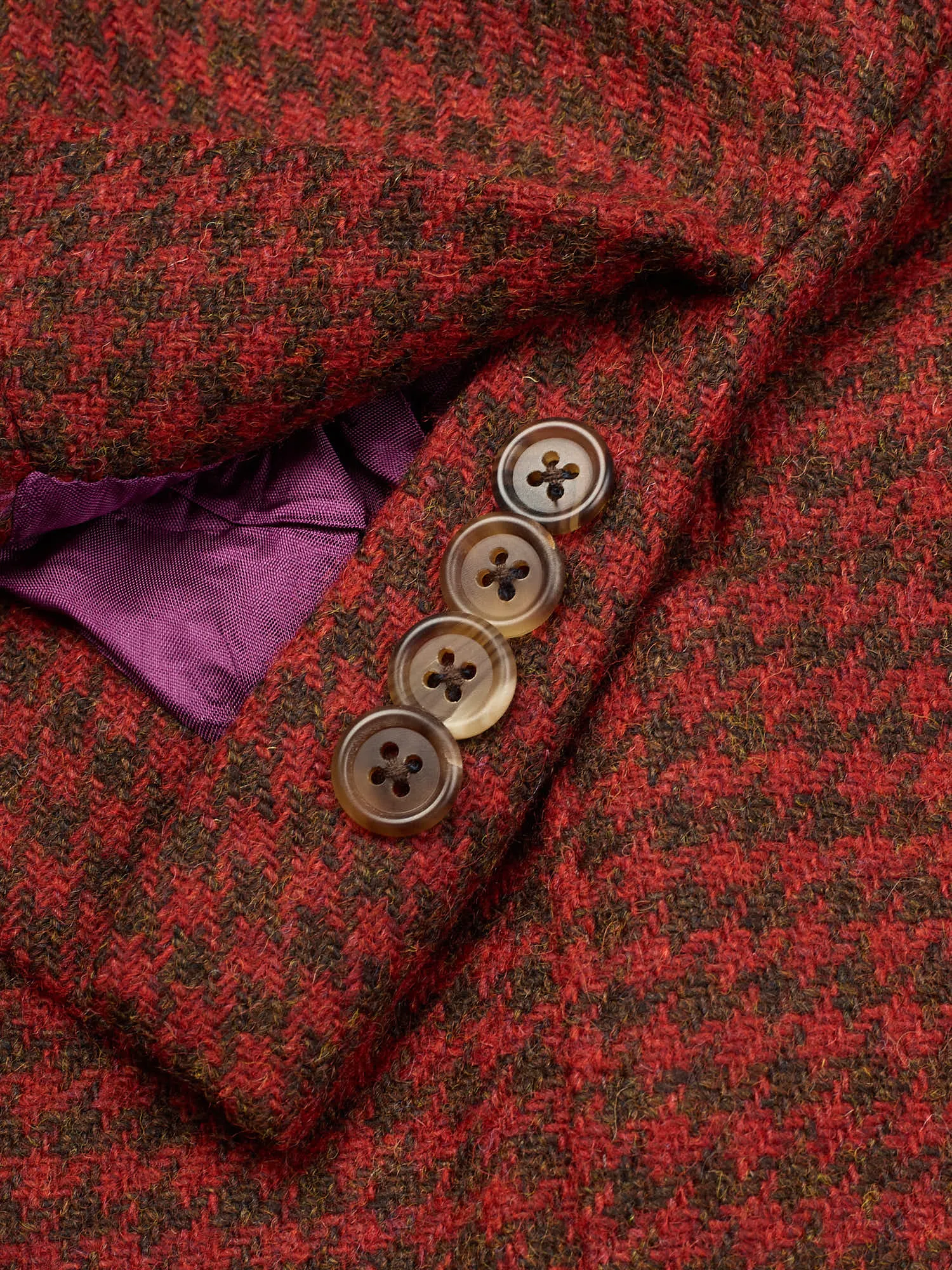 SARTORIA PARTENOPEA Red Shepherd's Check Wool Jacket EU 50 NEW US 40 Tweed