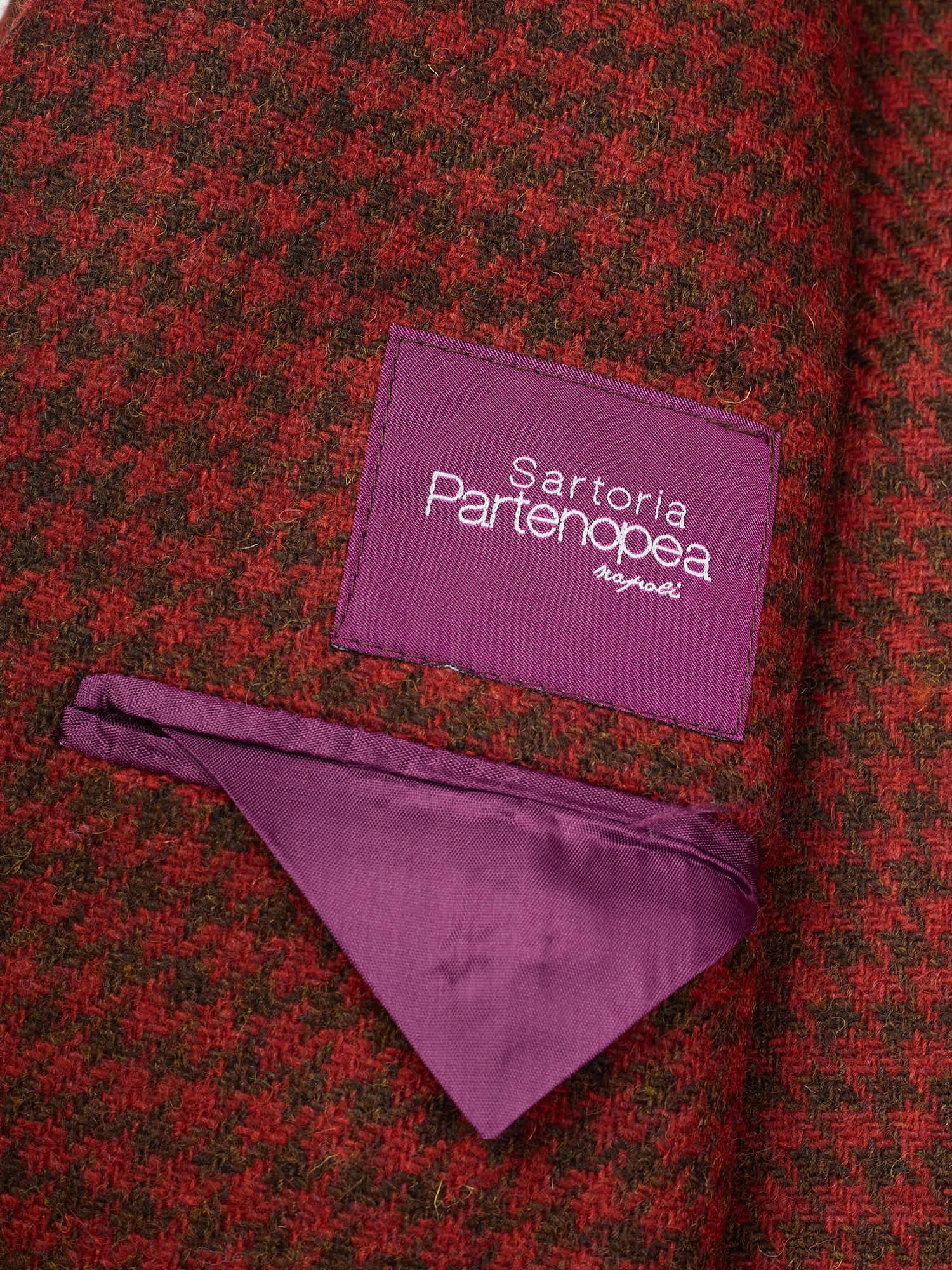 SARTORIA PARTENOPEA Red Shepherd's Check Wool Jacket EU 50 NEW US 40 Tweed