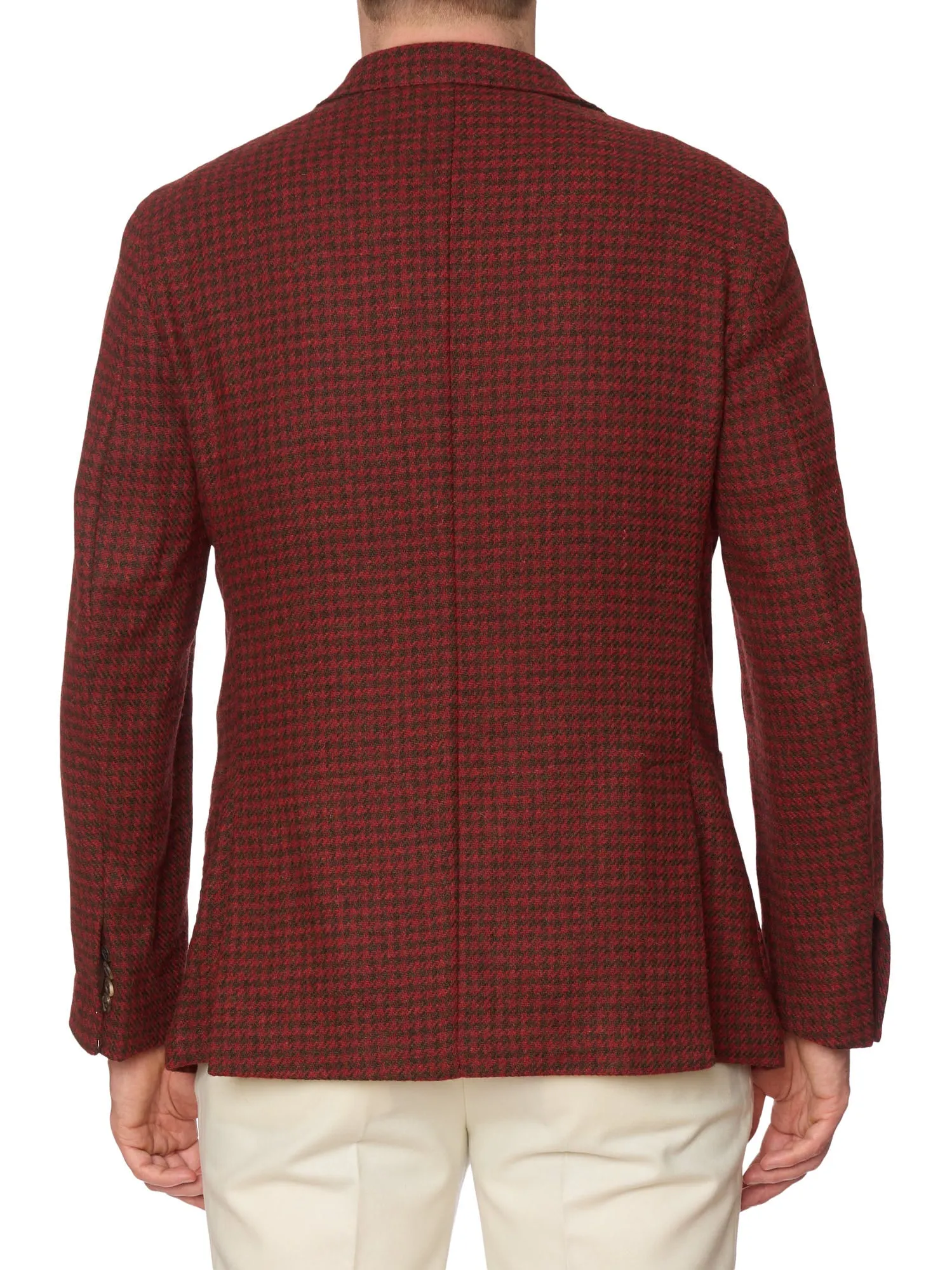 SARTORIA PARTENOPEA Red Shepherd's Check Wool Jacket EU 50 NEW US 40 Tweed