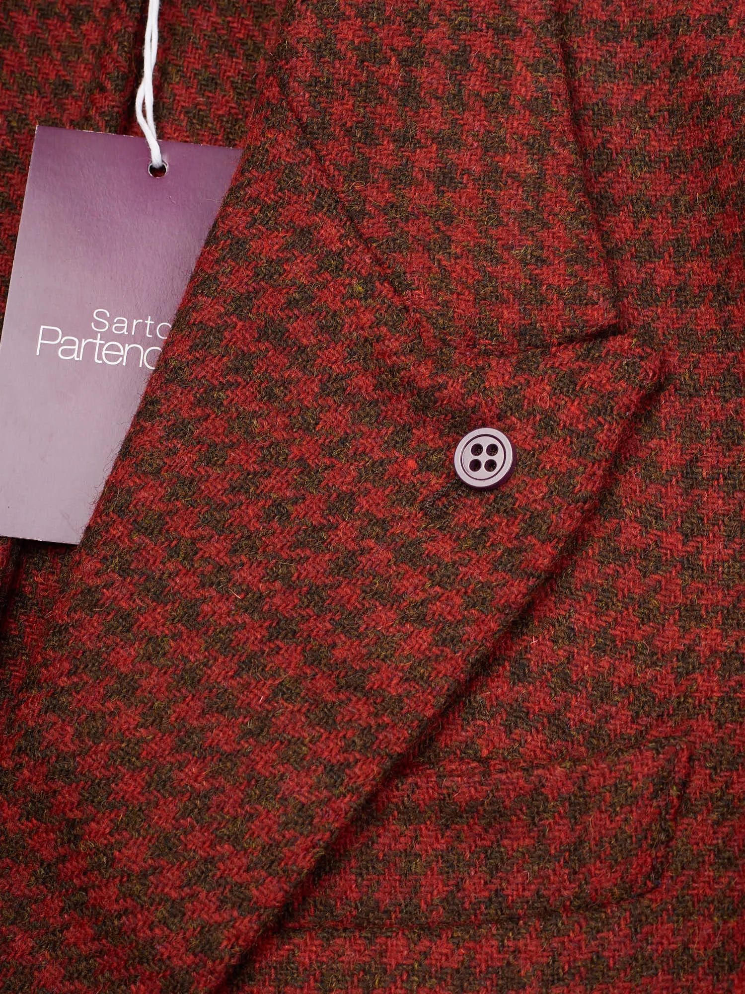 SARTORIA PARTENOPEA Red Shepherd's Check Wool Jacket EU 50 NEW US 40 Tweed