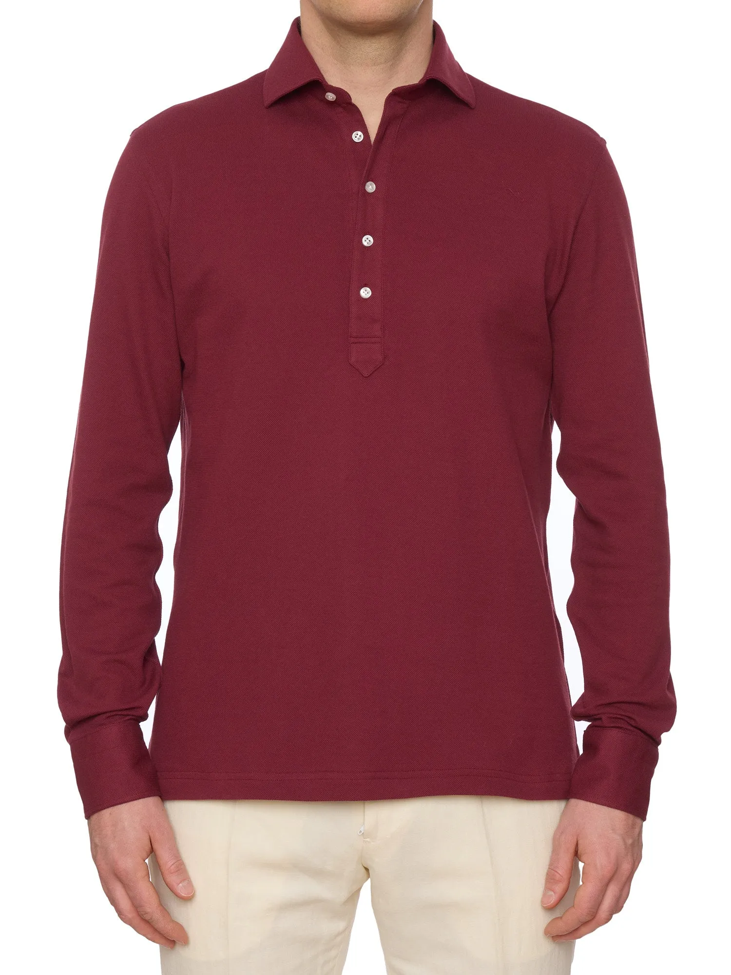 SARTORIO Napoli by KITON Beetroot Cotton Pique Polo Shirt NEW