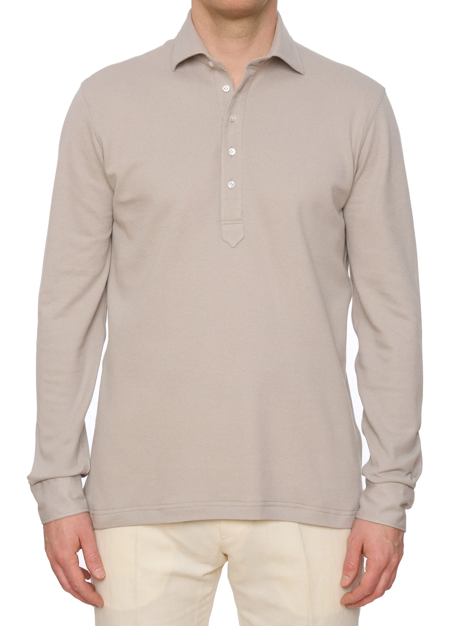 SARTORIO Napoli by KITON Beige Cotton Pique Polo Shirt NEW