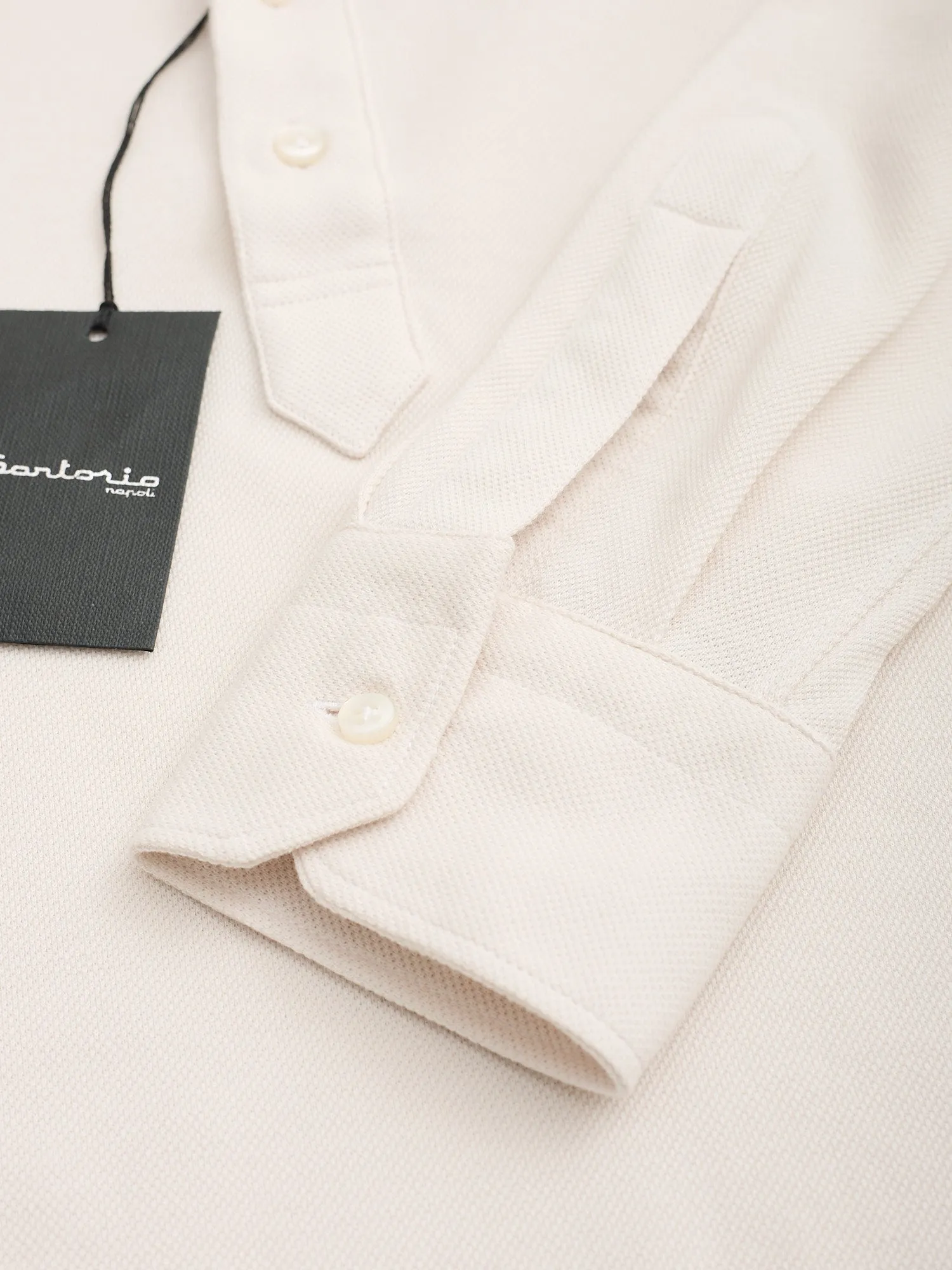 SARTORIO Napoli by KITON Cream Cotton Pique Polo Shirt NEW
