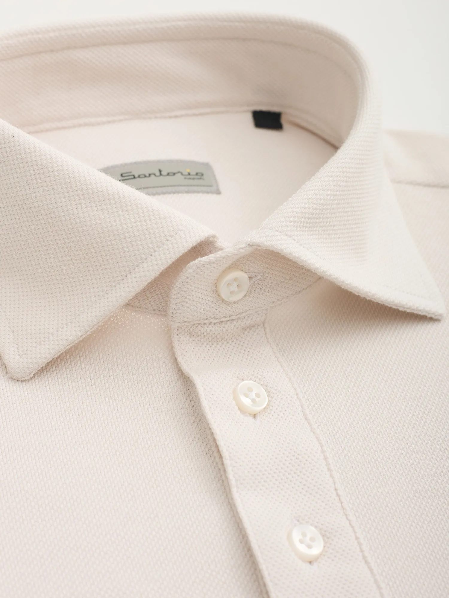SARTORIO Napoli by KITON Cream Cotton Pique Polo Shirt NEW