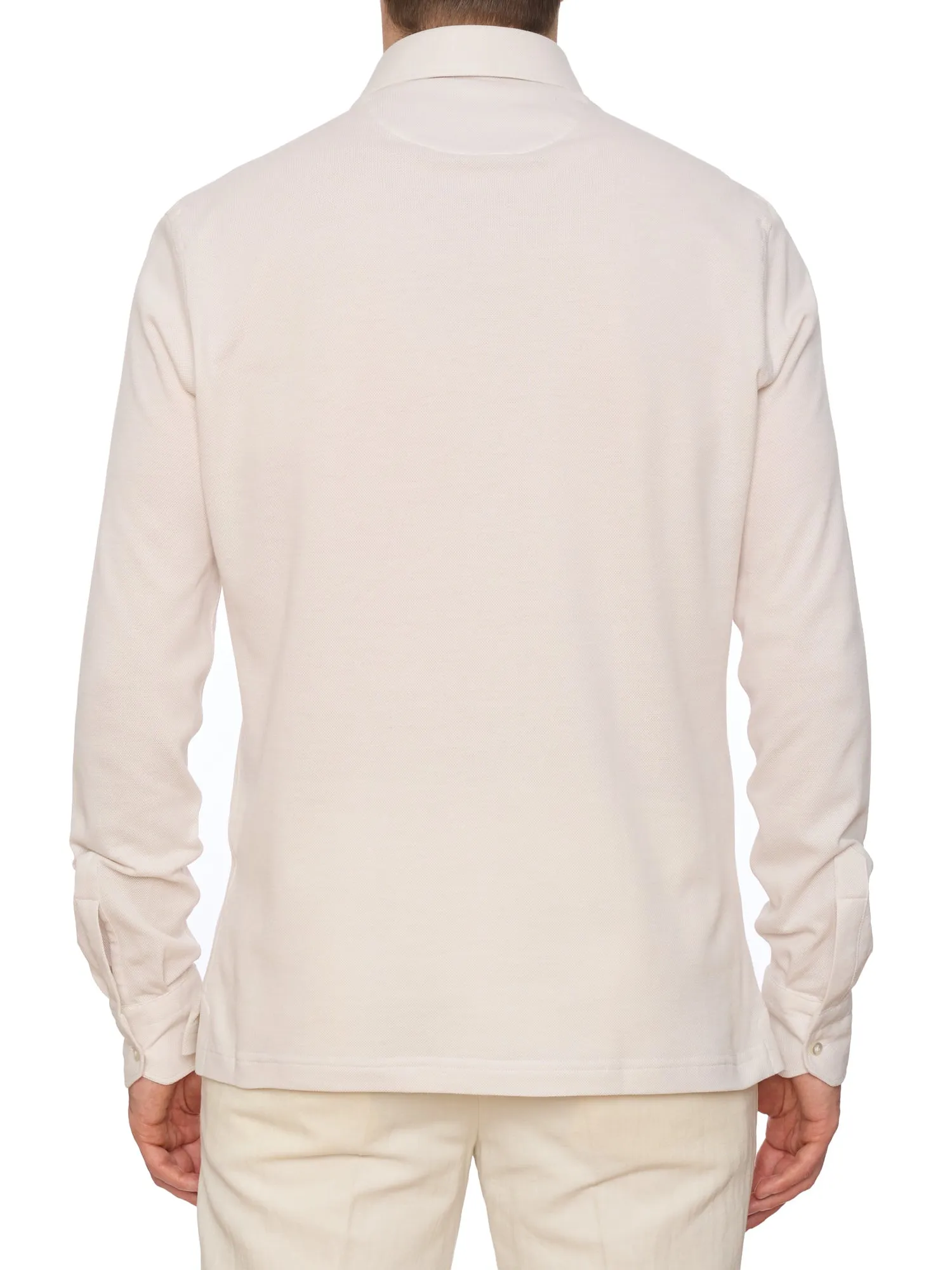SARTORIO Napoli by KITON Cream Cotton Pique Polo Shirt NEW
