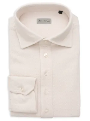 SARTORIO Napoli by KITON Cream Cotton Pique Polo Shirt NEW