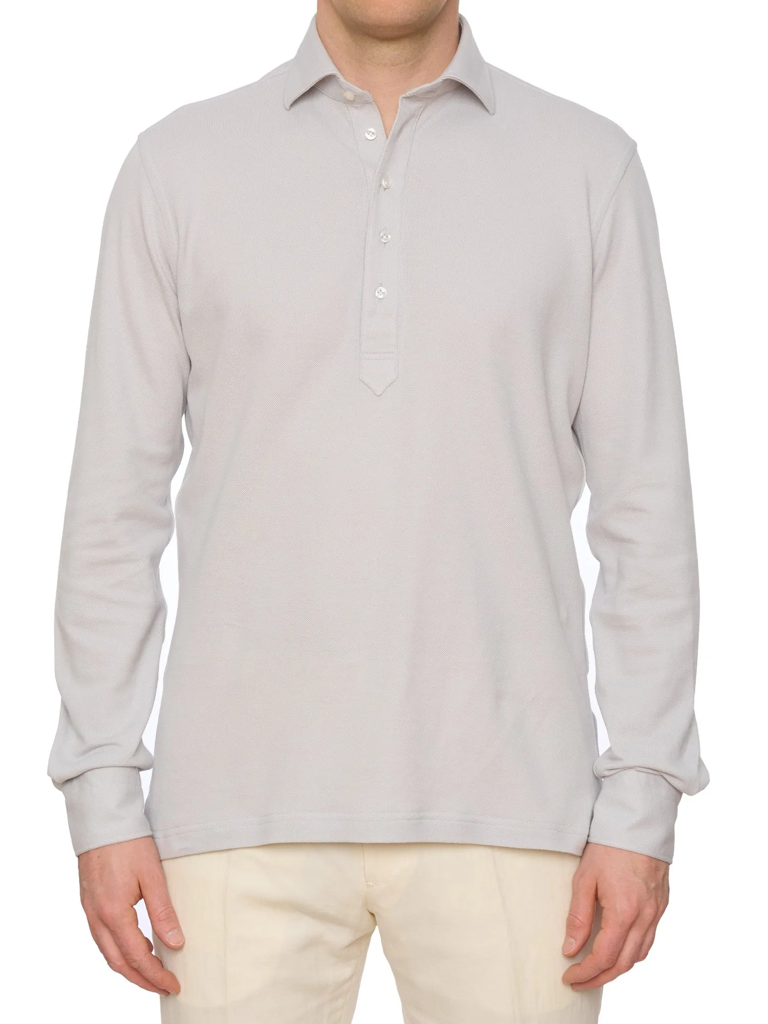 SARTORIO Napoli by KITON Gray Cotton Pique Polo Shirt NEW