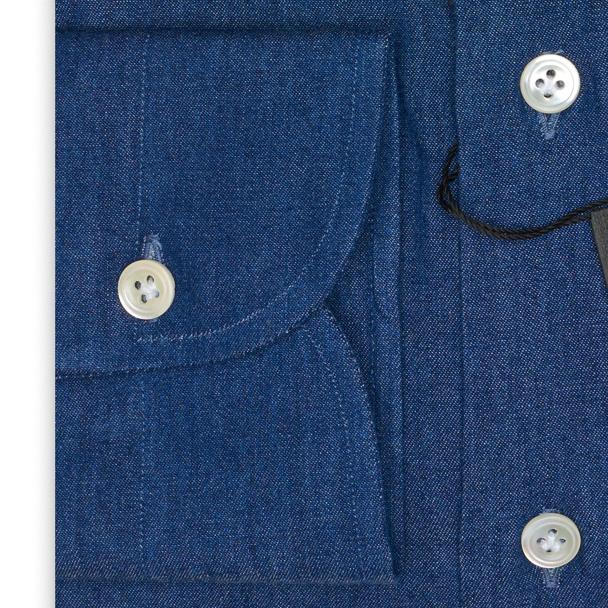 SARTORIO Napoli by KITON Indigo Blue Cotton Denim Dress Shirt
