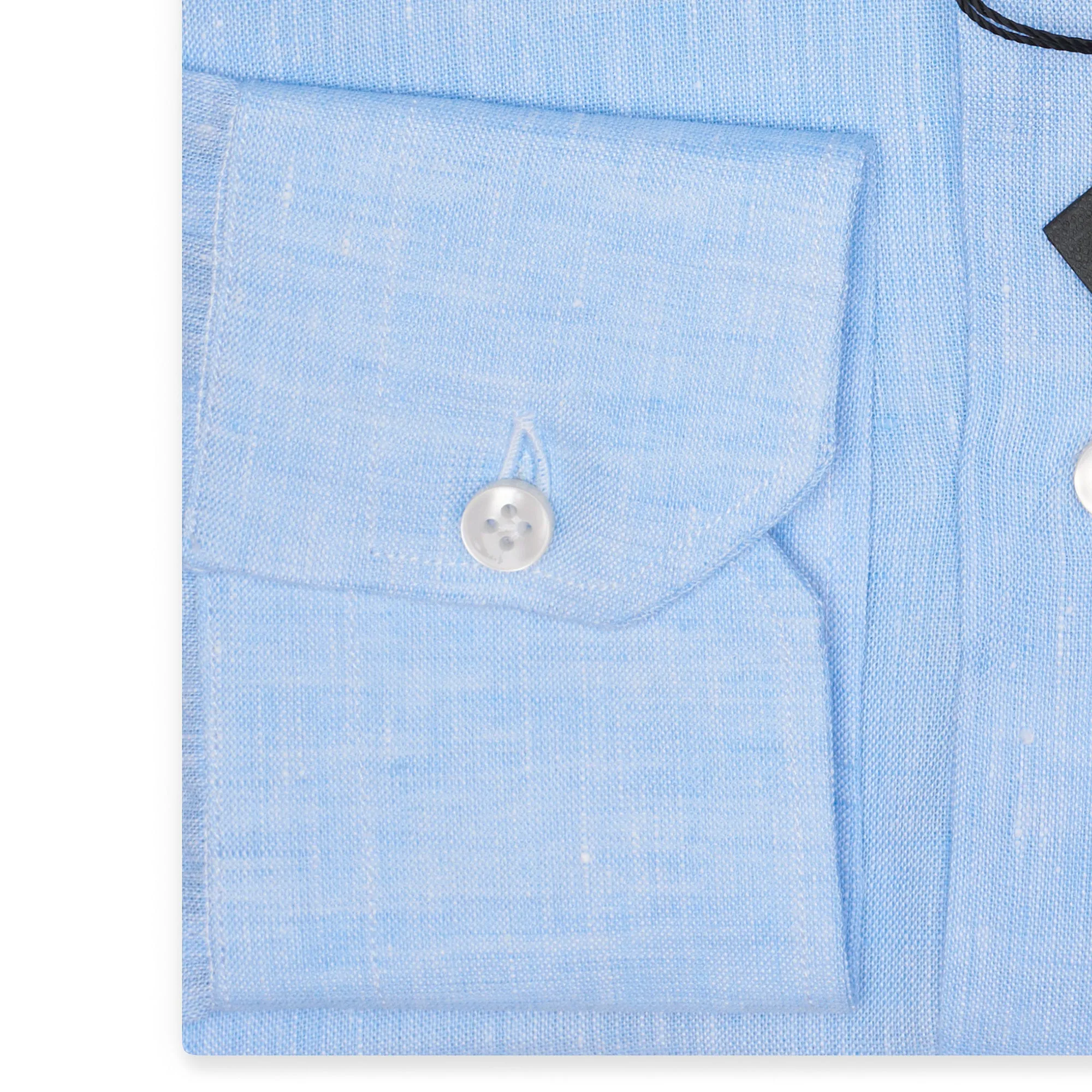 SARTORIO Napoli by KITON Light Blue Linen Spread Collar Shirt Slim Fit NEW