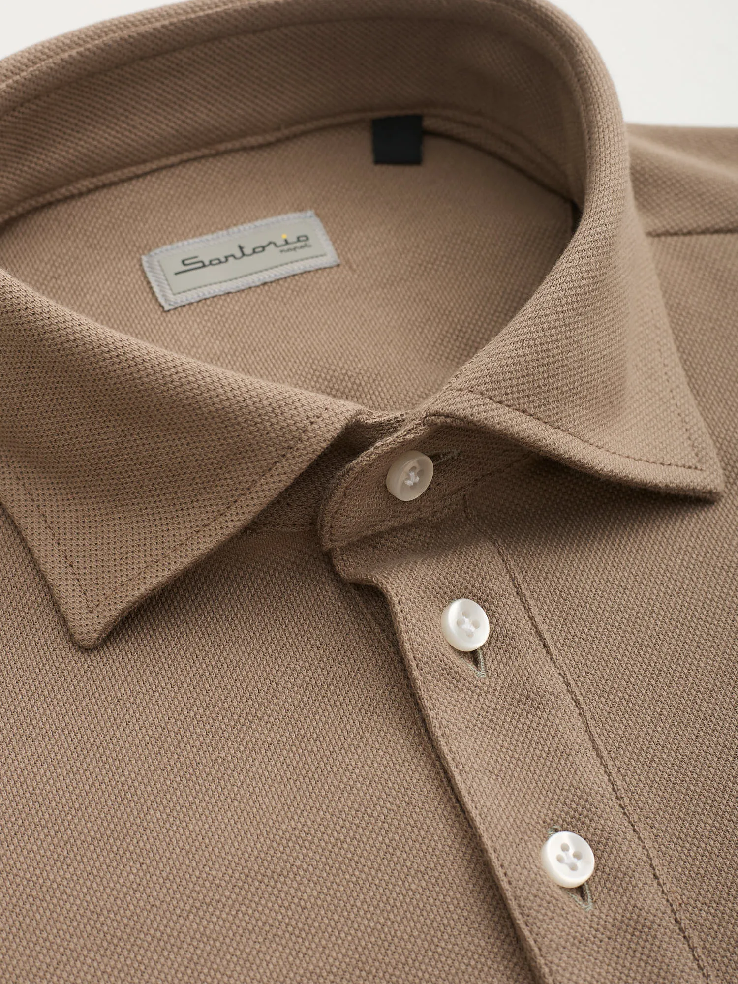 SARTORIO Napoli by KITON Light Brown Cotton Pique Polo Shirt NEW