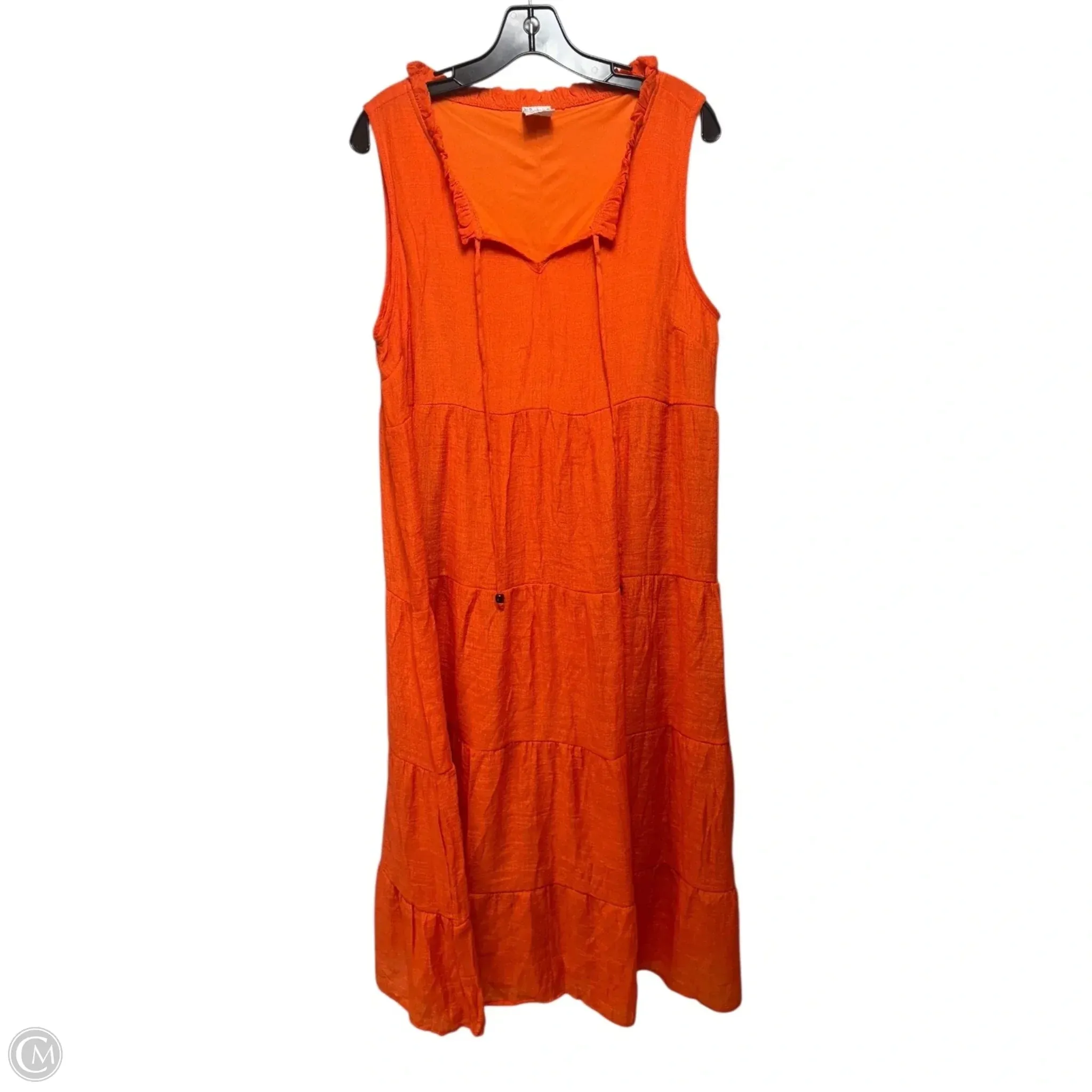 Tiered Dress Casual Maxi By Naif In Orange. Size: 1x
