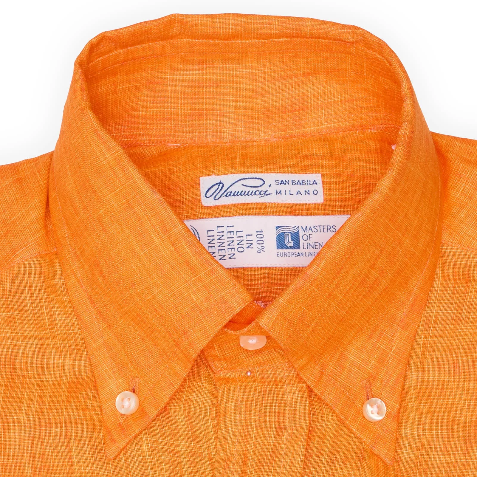 VANNUCCI Milano Orange Masters of Linen Dress Shirt EU S NEW US 15