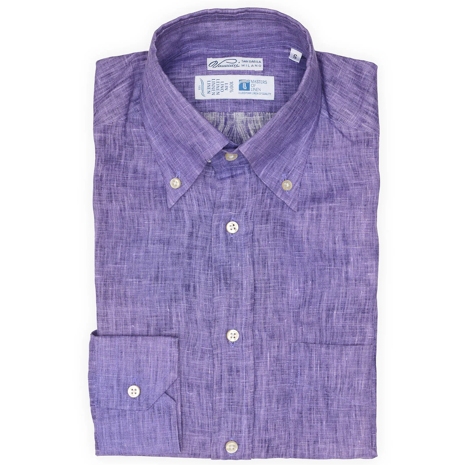 VANNUCCI Milano Purple Masters of Linen Dress Shirt EU S NEW US 15
